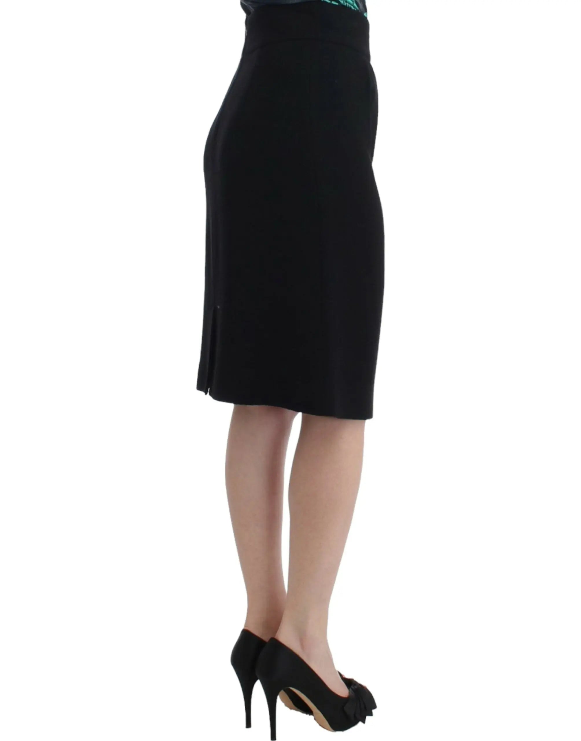 Cavalli Elegant Black Wool Pencil Skirt - MaraFormigone