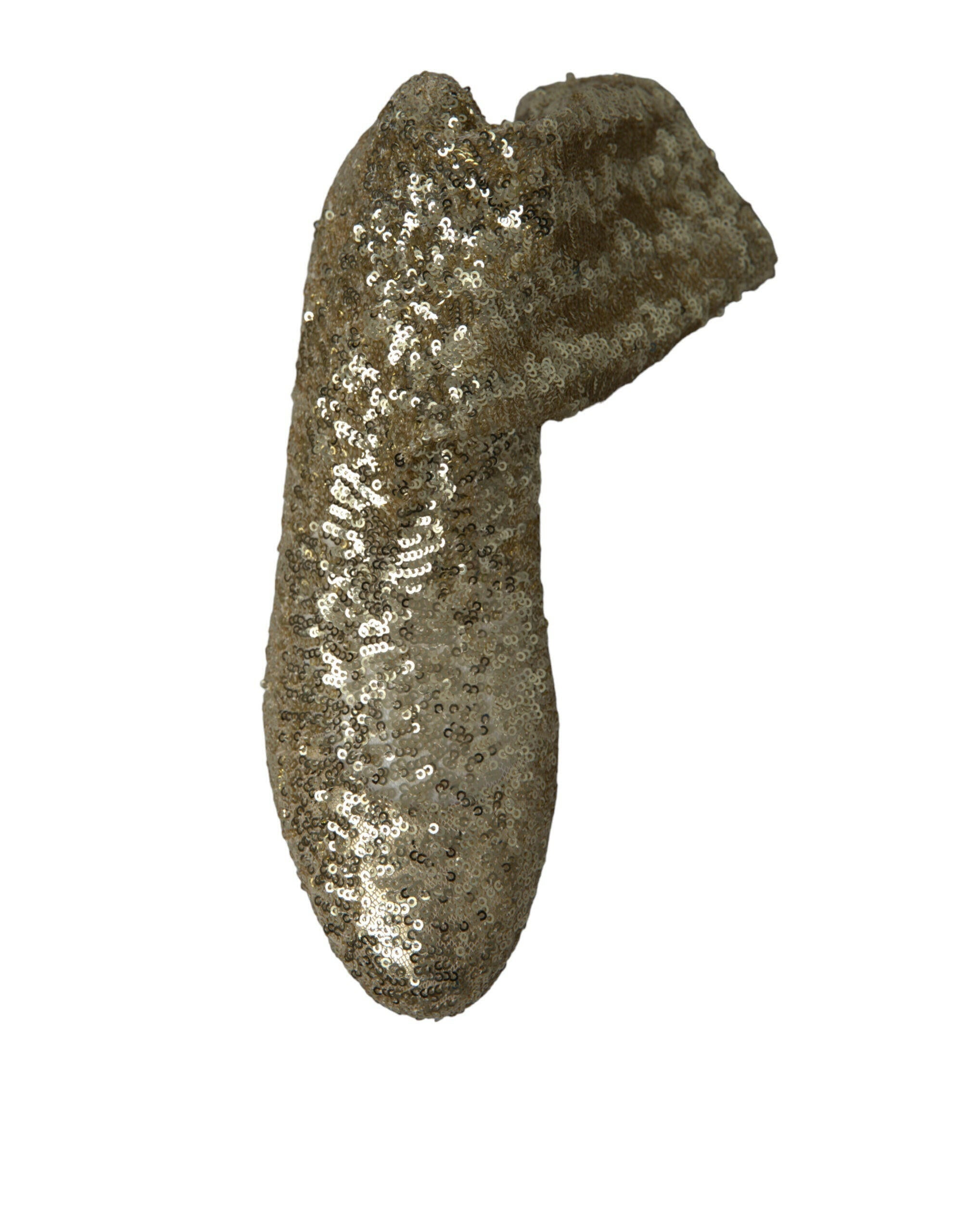 Dolce & Gabbana Gold Sequined Short Boots Stretch Shoes.