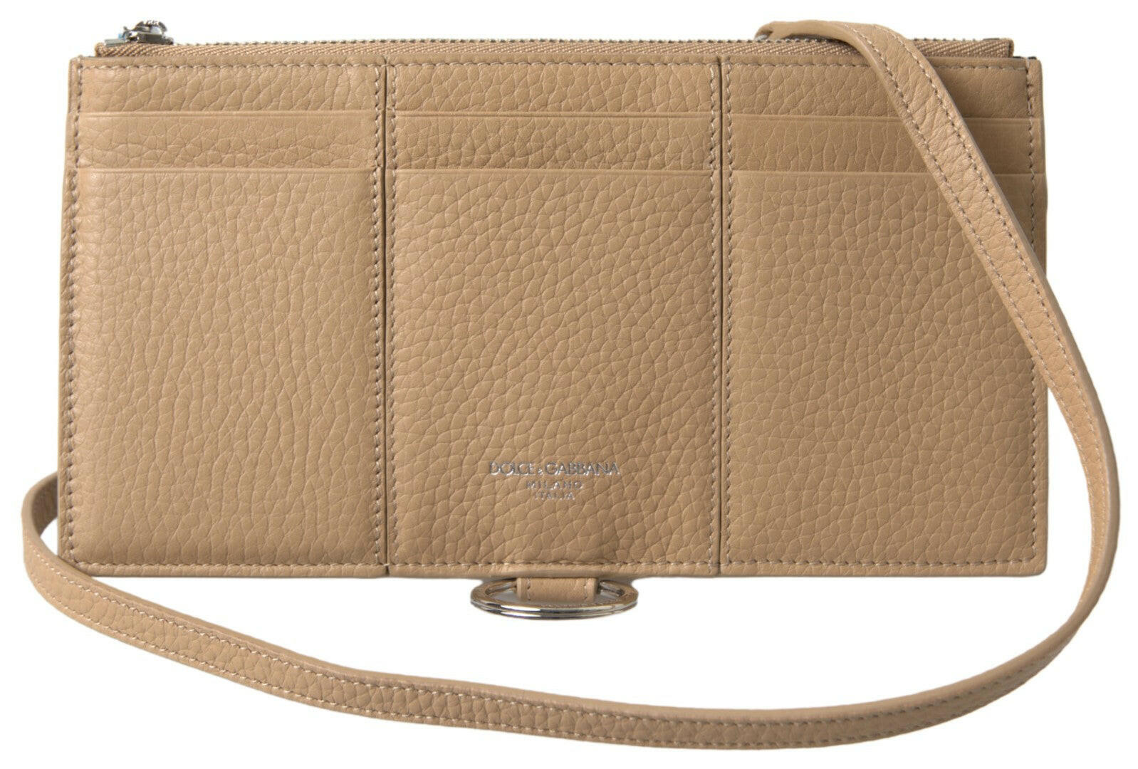 Dolce & Gabbana Beige Leather Shoulder Cardholder Shoulder Strap Wallet.
