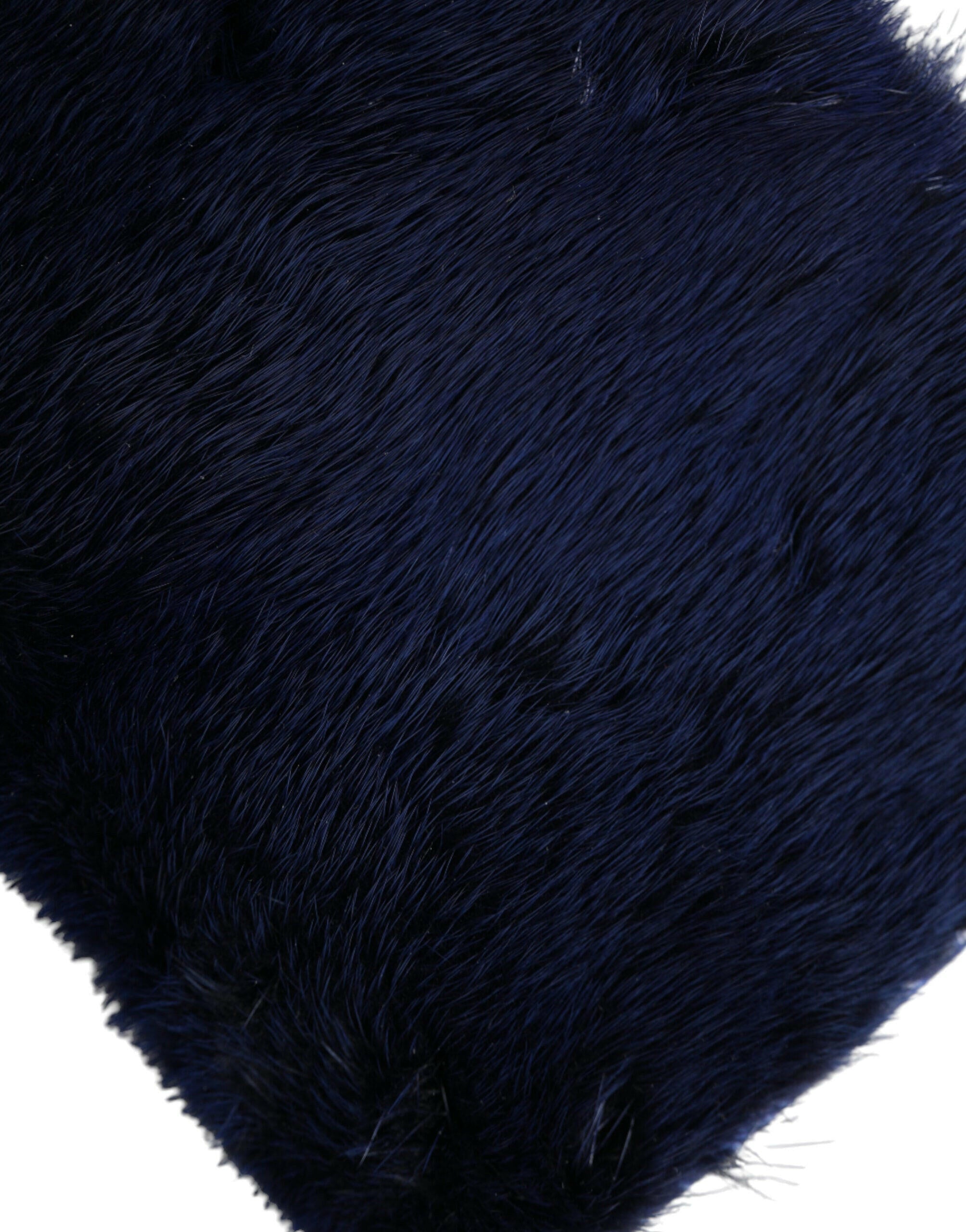 Dolce & Gabbana Dark Blue Fur Ayers Lily Twist Crossbody Shoulder Bag.