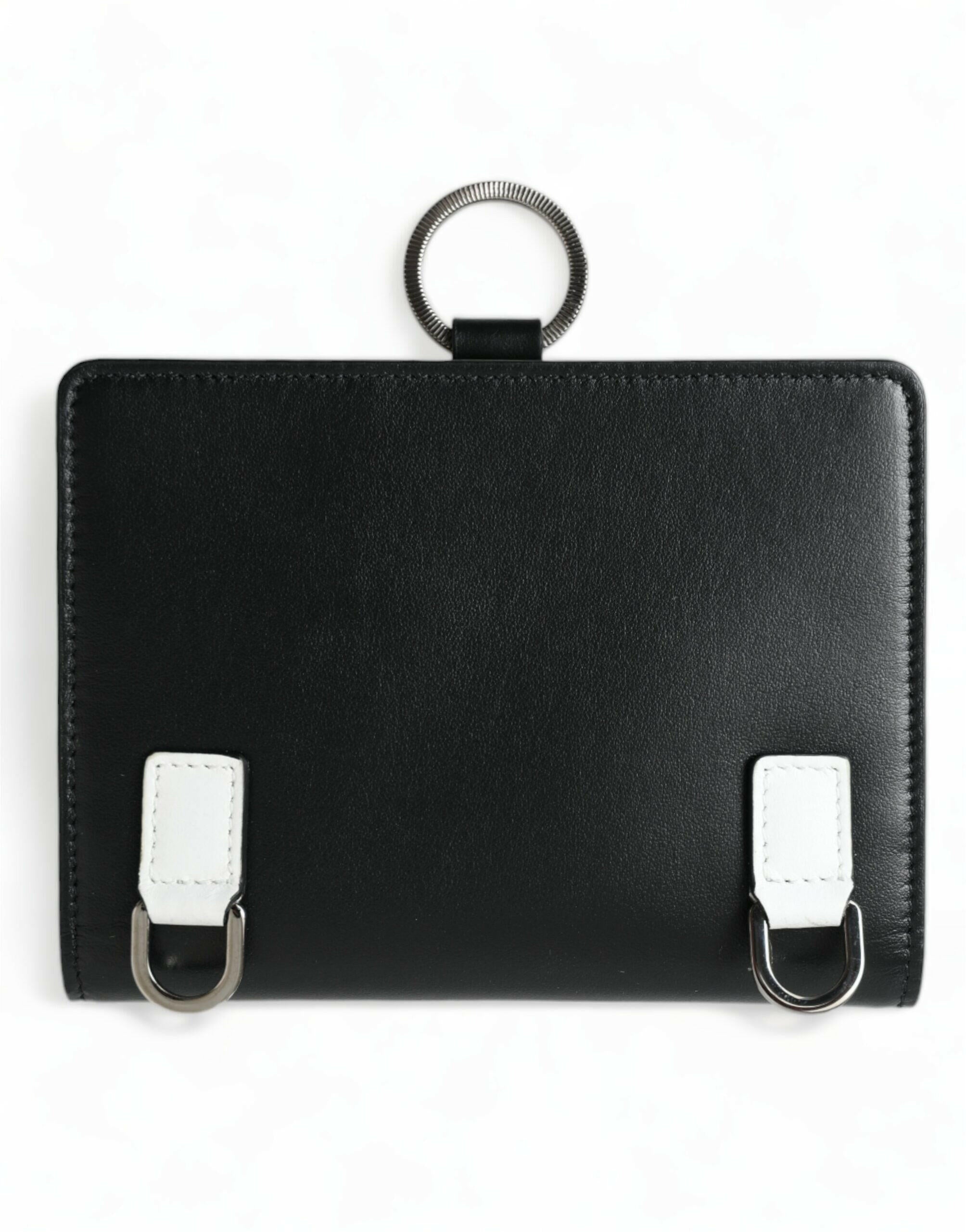 Dolce & Gabbana Black Leather Crystal Embellished Card Holder Wallet.