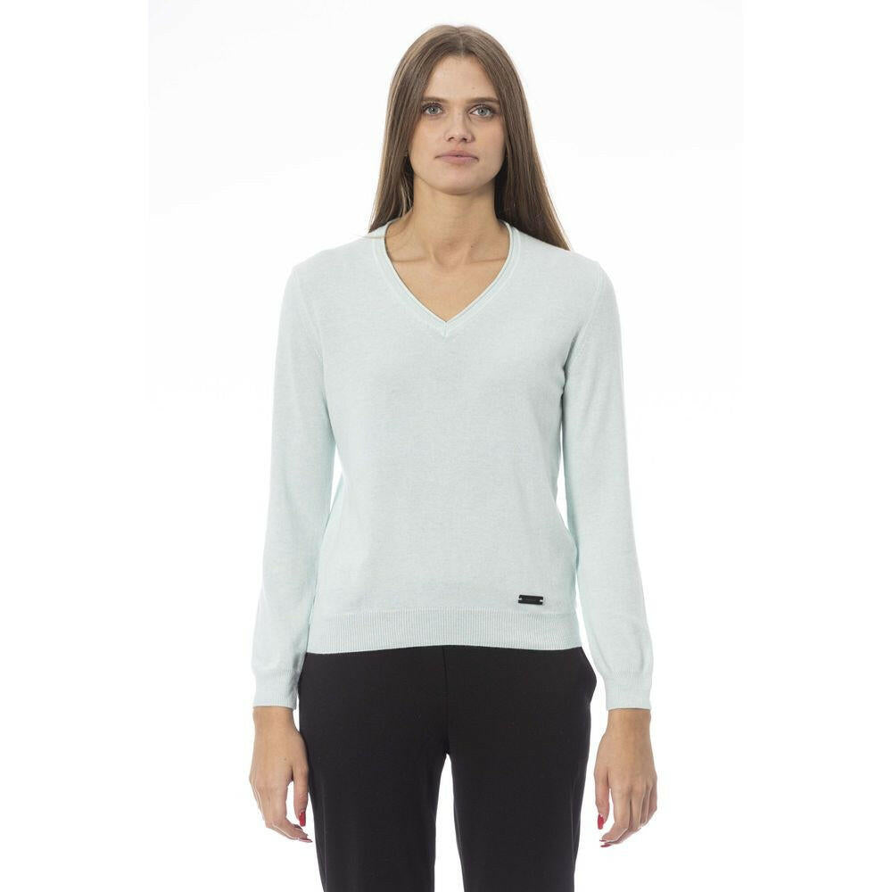 Baldinini Trend Light Blue Cashmere Women Sweater.