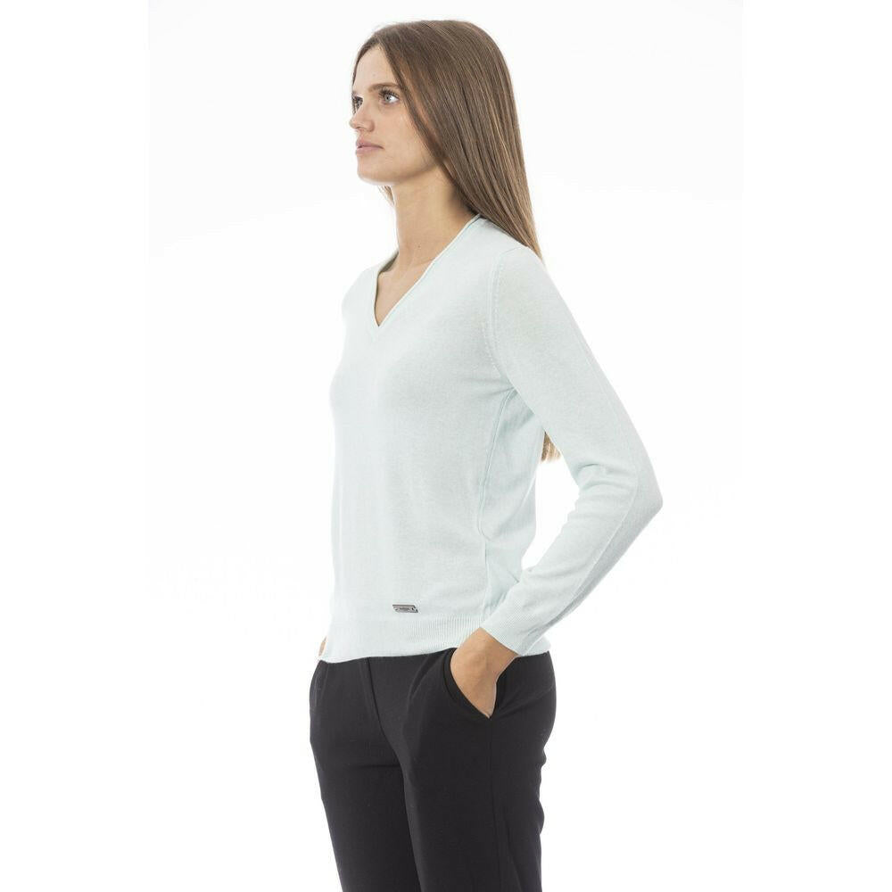 Baldinini Trend Light Blue Cashmere Women Sweater.