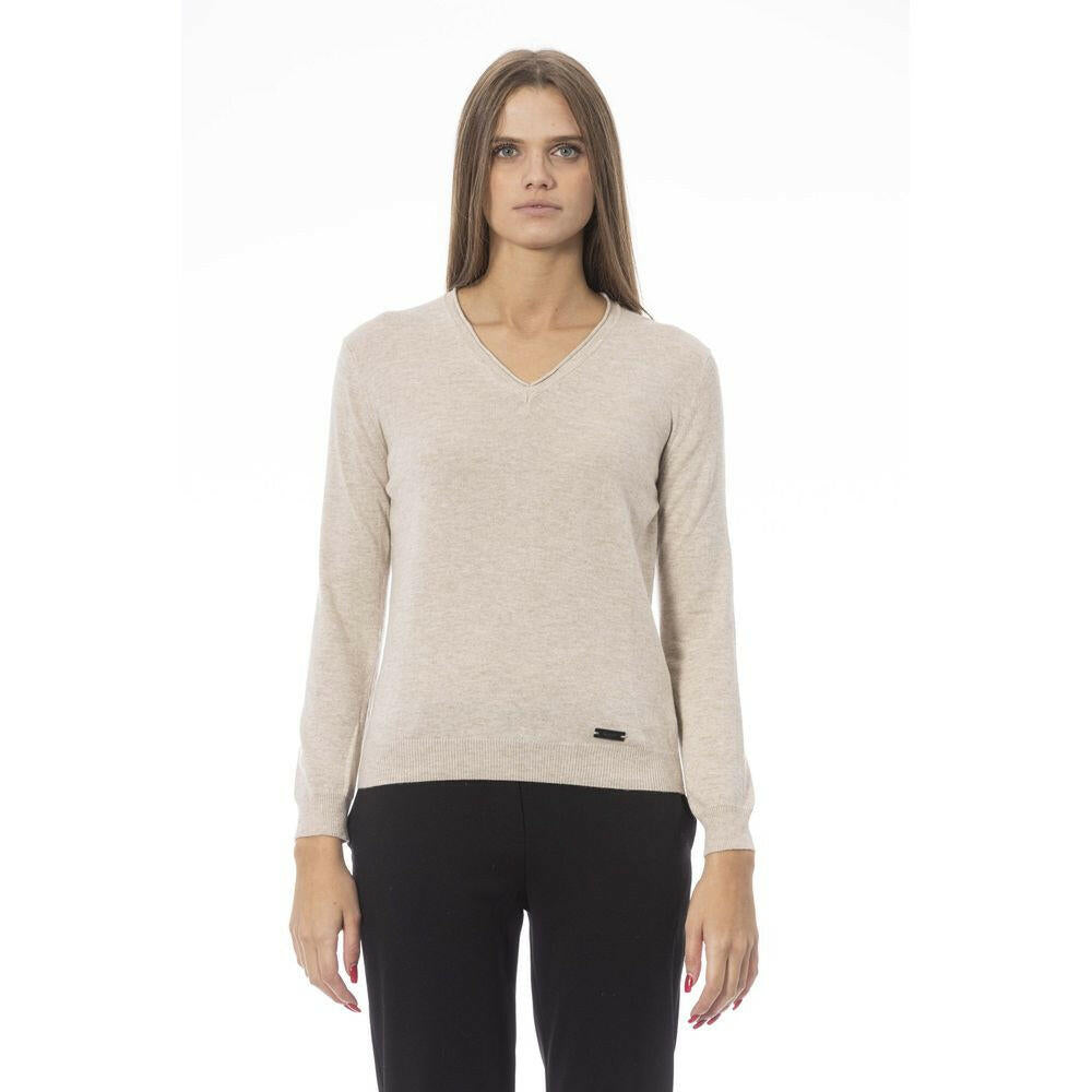 Baldinini Trend Beige Cashmere Women Sweater.
