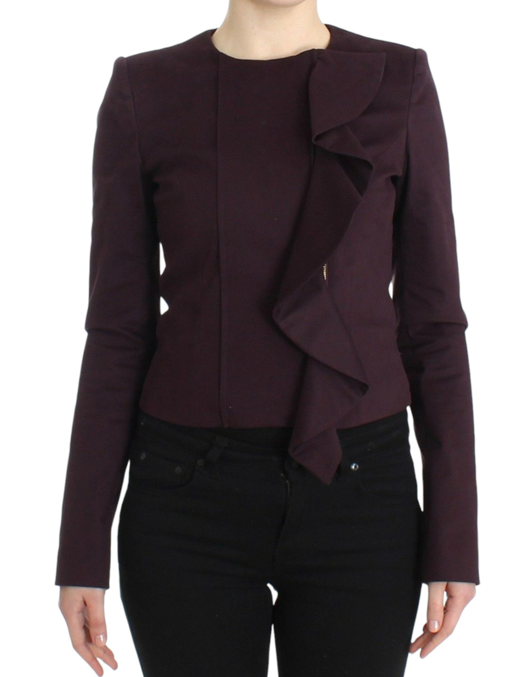 GF Ferre Purple Ruched Jacket Coat Blazer Short GF Ferre