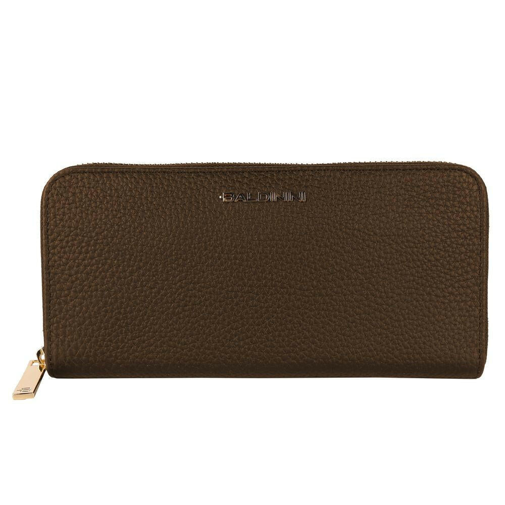 Baldinini Trend Exquisite Leather Zip Wallet in Brown.