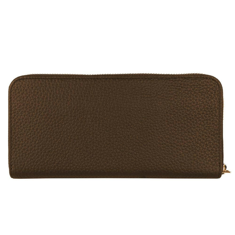 Baldinini Trend Exquisite Leather Zip Wallet in Brown.