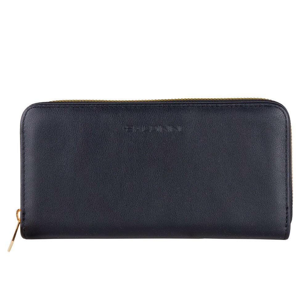 Baldinini Trend Chic Black Leather Zip Wallet.