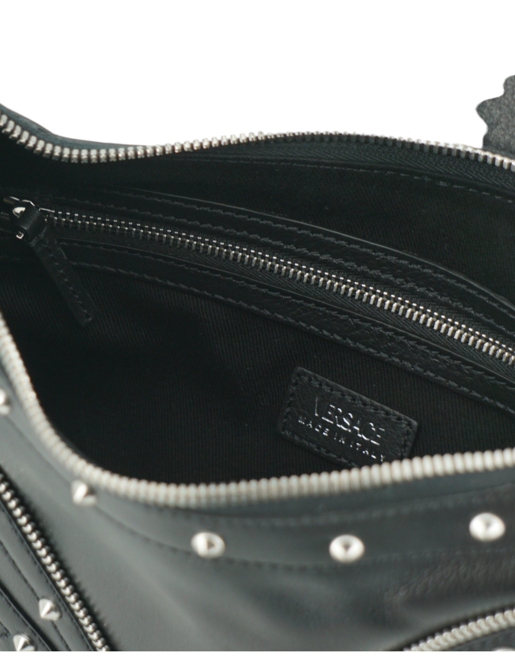 Versace Elegant Black Leather Hobo Shoulder Bag Versace