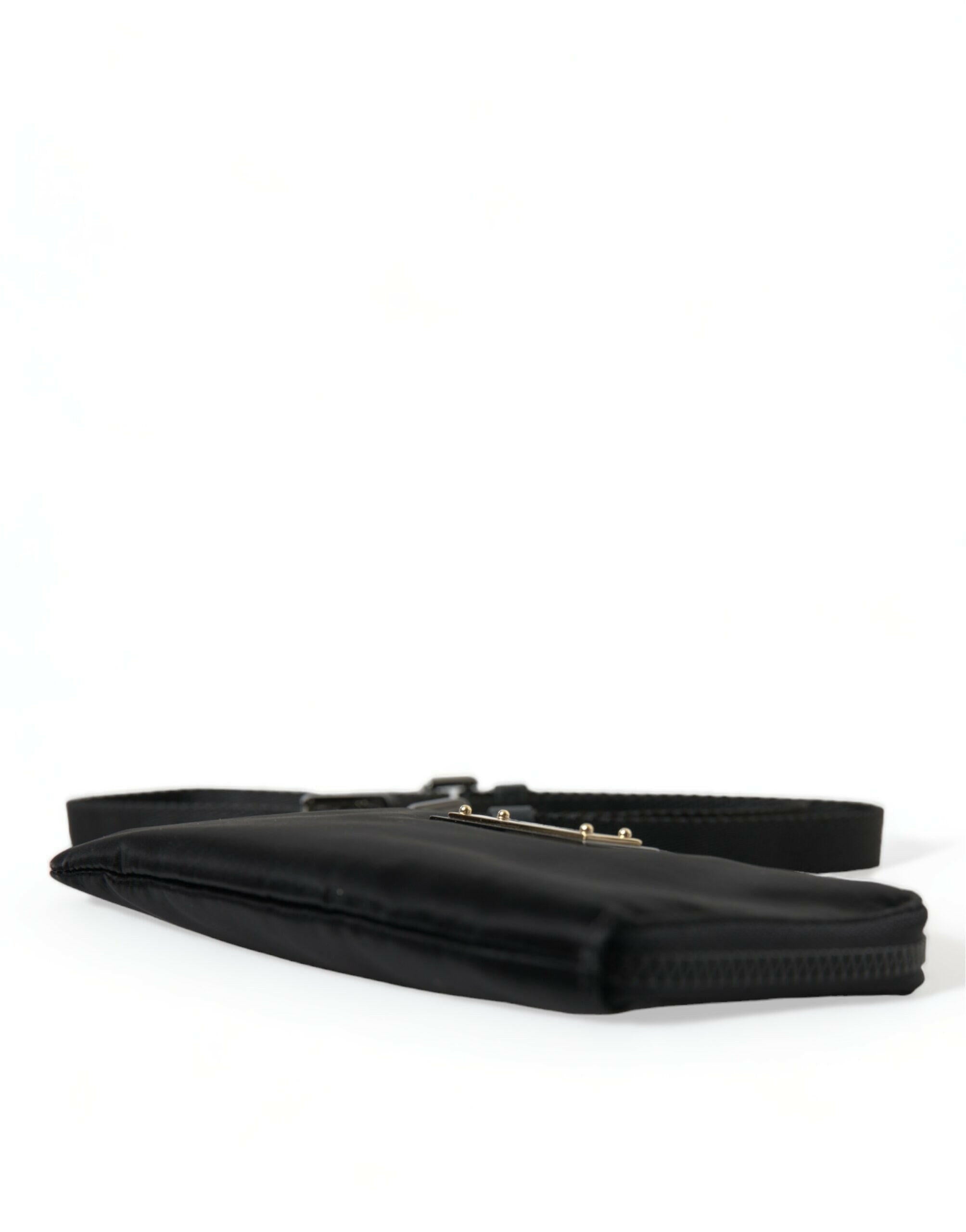 Dolce & Gabbana Black Nylon Logo Plaque Keyring Pouch Clutch Bag.