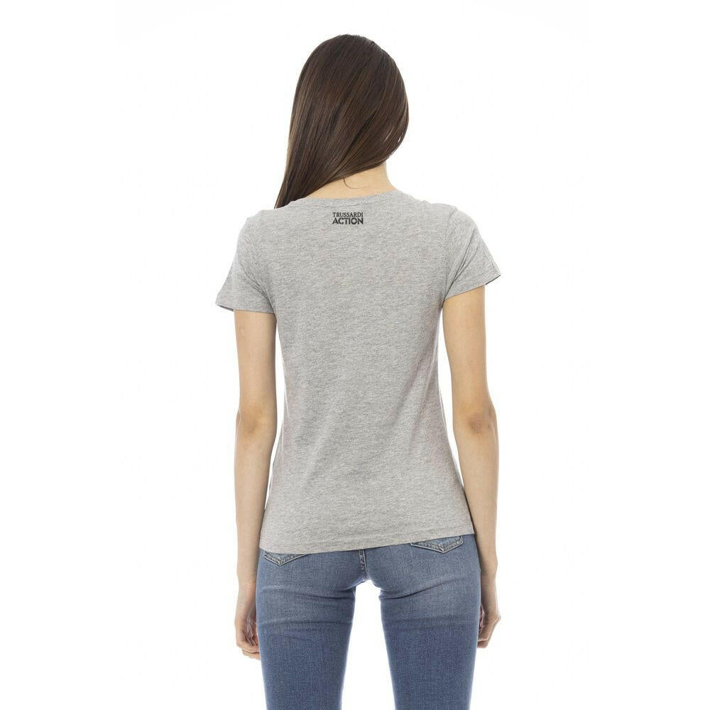 Trussardi Action Gray Cotton Women V-Neck Top.