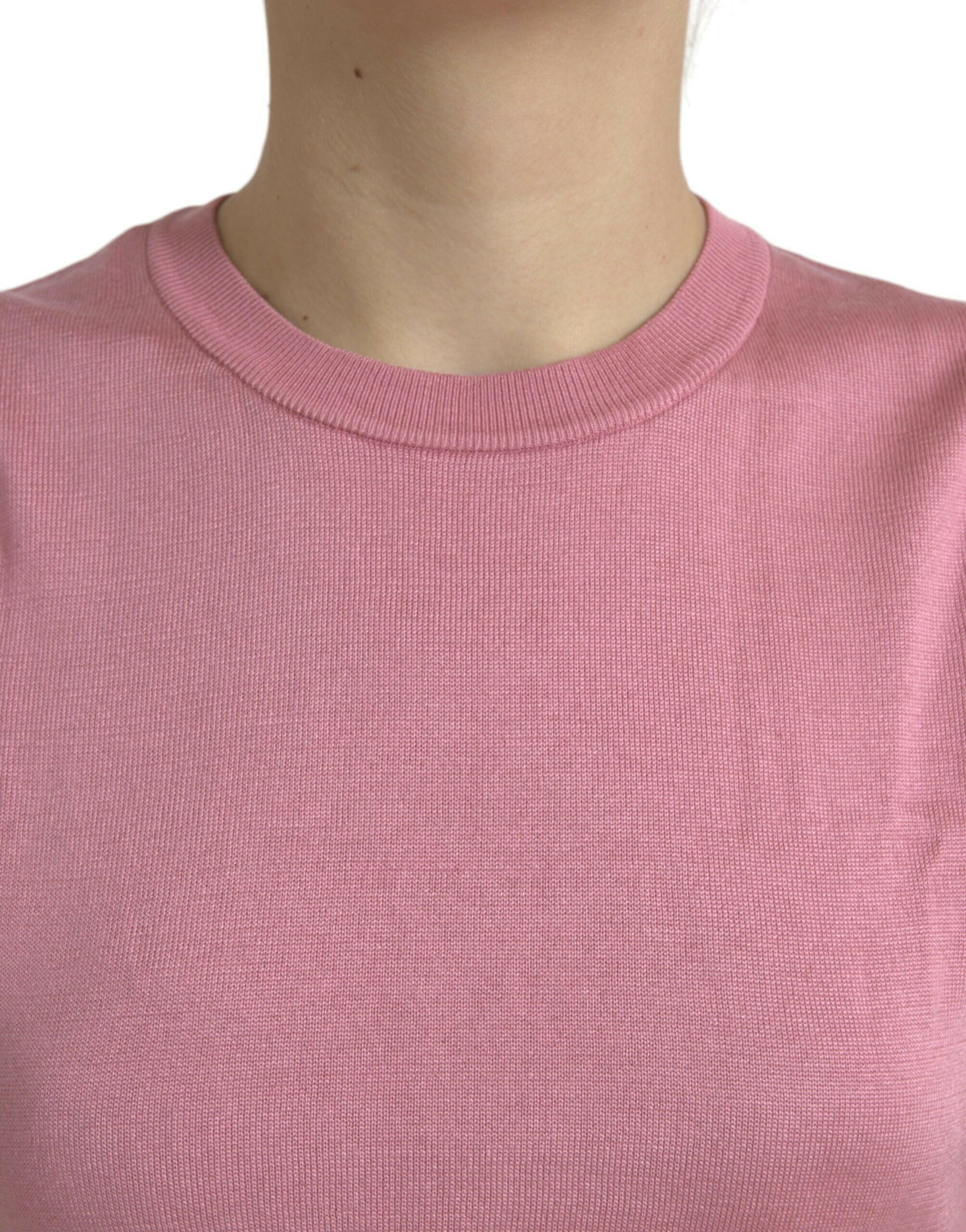 Dolce & Gabbana Pink Crew Neck Cropped Sleeveless Tank Top.