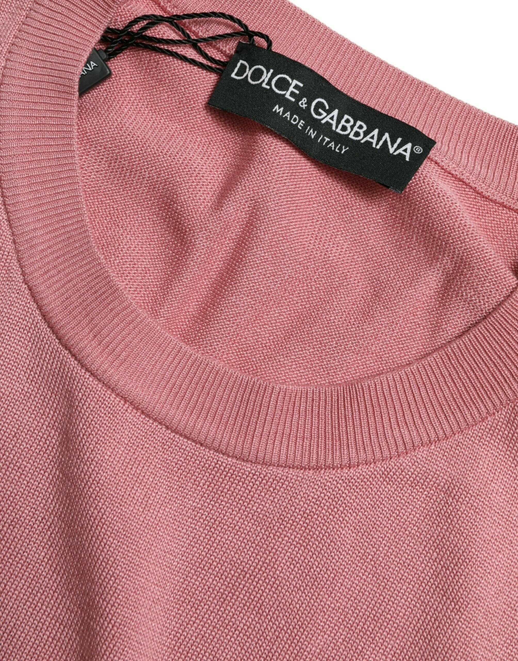 Dolce & Gabbana Pink Crew Neck Cropped Sleeveless Tank Top.