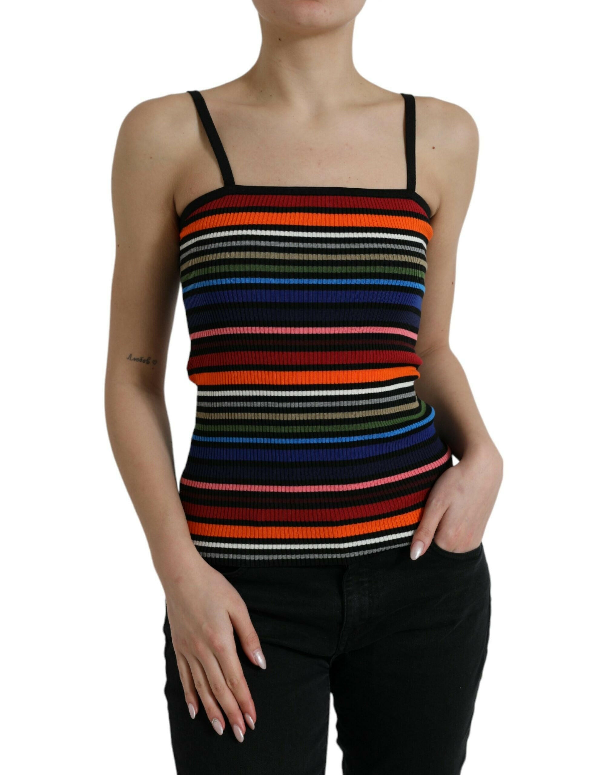Dolce & Gabbana Multicolor Stripes Spaghetti Strap Tank Top.