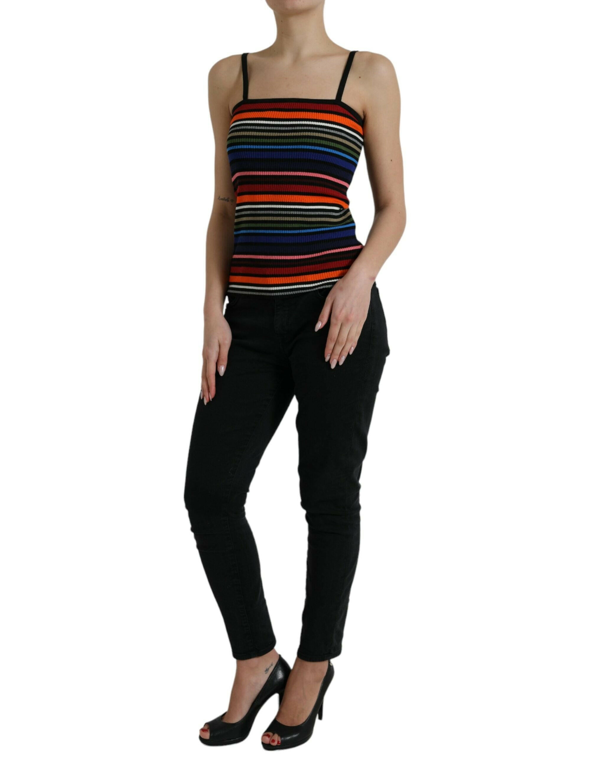 Dolce & Gabbana Multicolor Stripes Spaghetti Strap Tank Top.