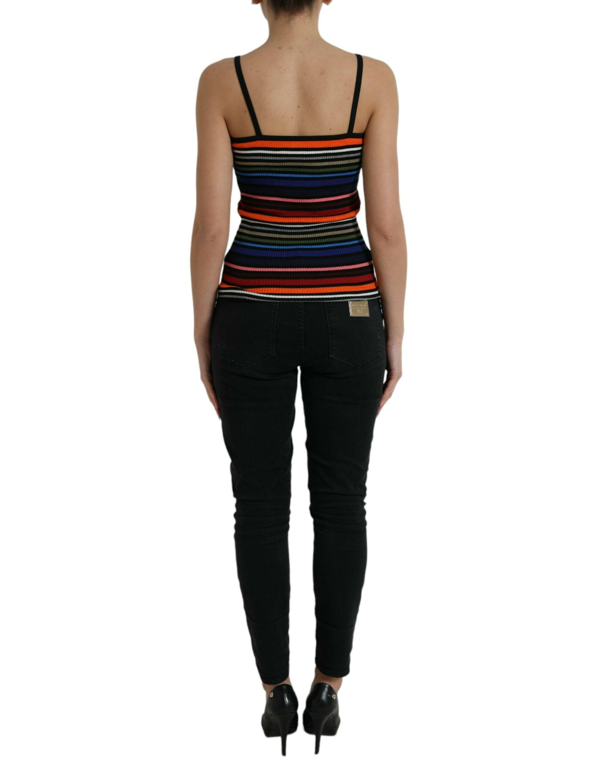 Dolce & Gabbana Multicolor Stripes Spaghetti Strap Tank Top.