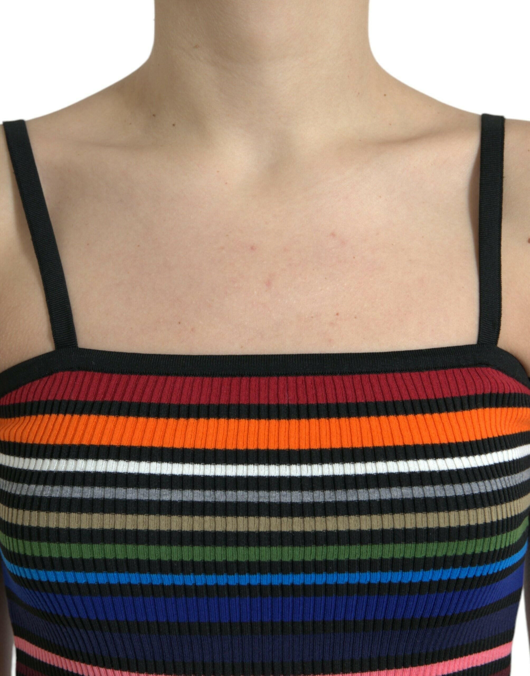 Dolce & Gabbana Multicolor Stripes Spaghetti Strap Tank Top.