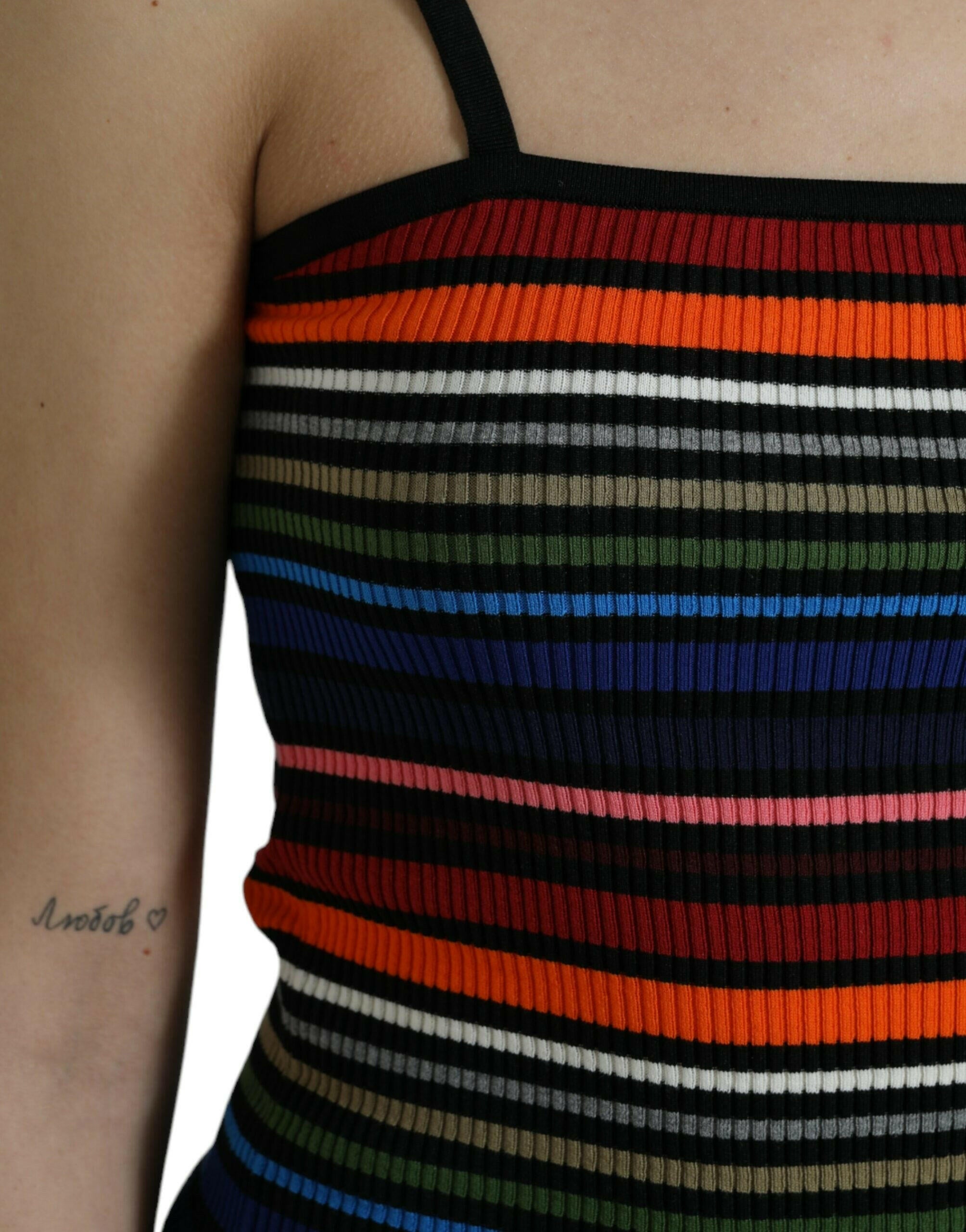 Dolce & Gabbana Multicolor Stripes Spaghetti Strap Tank Top.