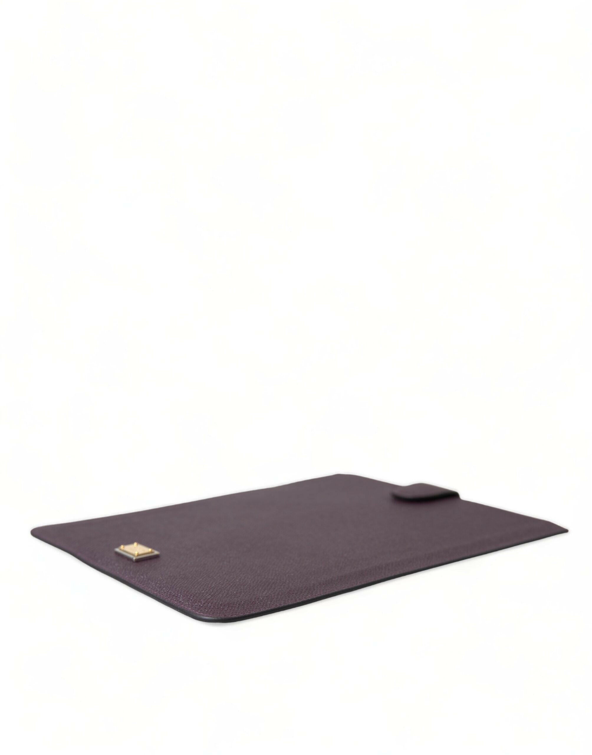 Dolce & Gabbana Dark Brown Leather Logo Plaque Cover Sleeve Tablet Case.
