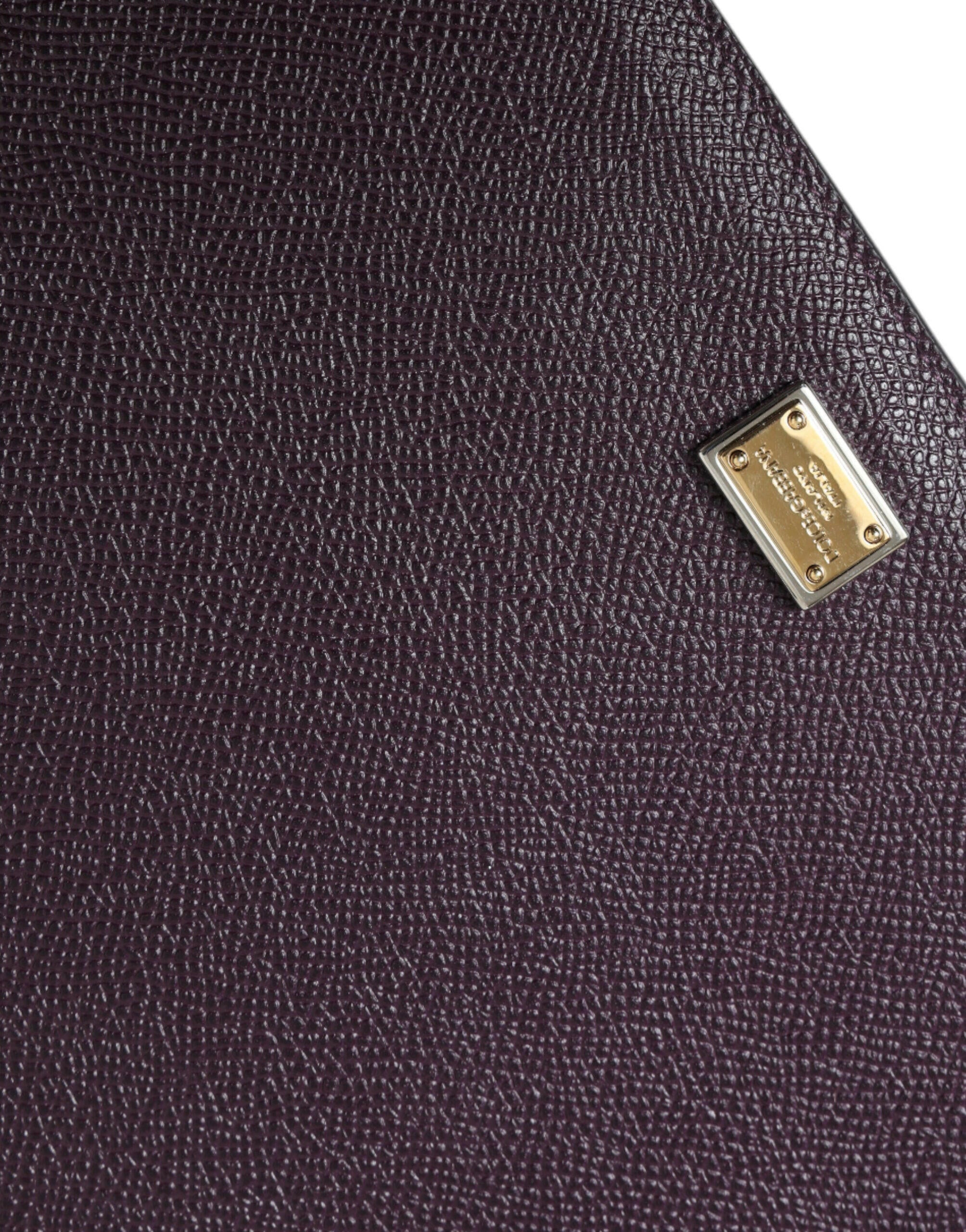 Dolce & Gabbana Dark Brown Leather Logo Plaque Cover Sleeve Tablet Case.