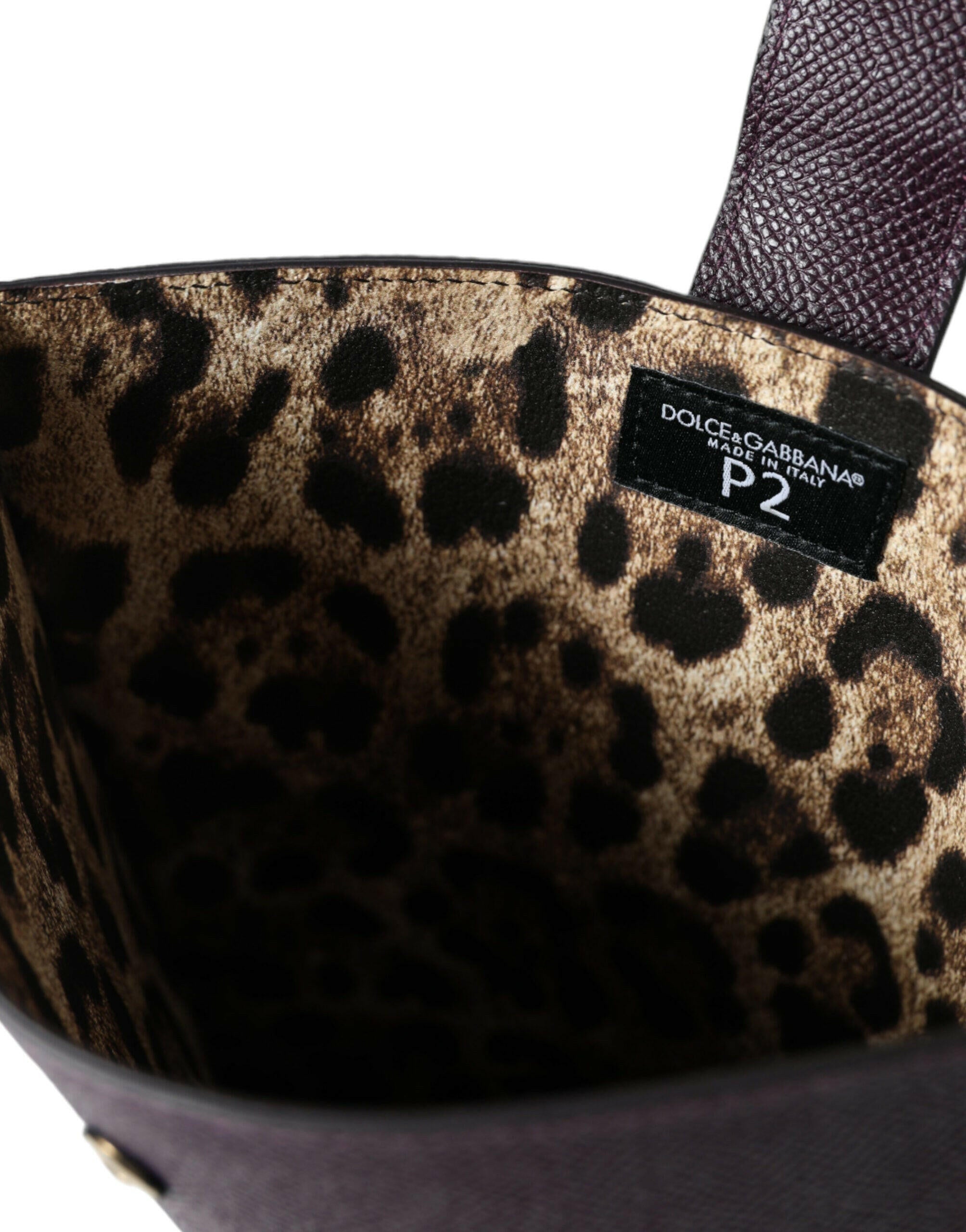 Dolce & Gabbana Dark Brown Leather Logo Plaque Cover Sleeve Tablet Case.
