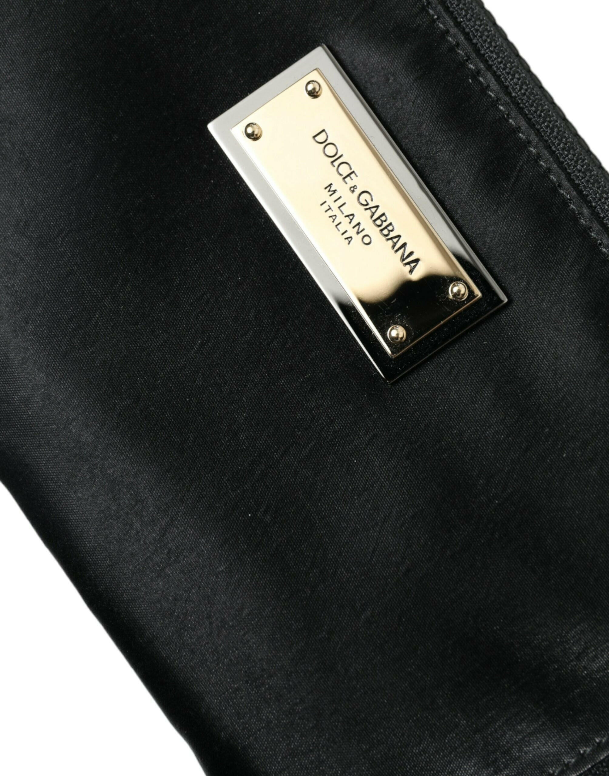 Dolce & Gabbana Black Nylon Logo Plaque Keyring Pouch Clutch Bag.