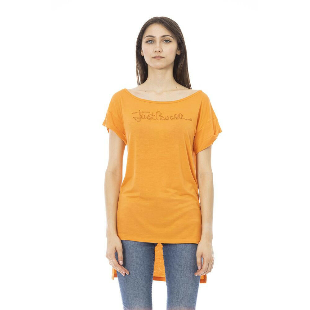 Just Cavalli Orange Cotton Women T-Shirt.