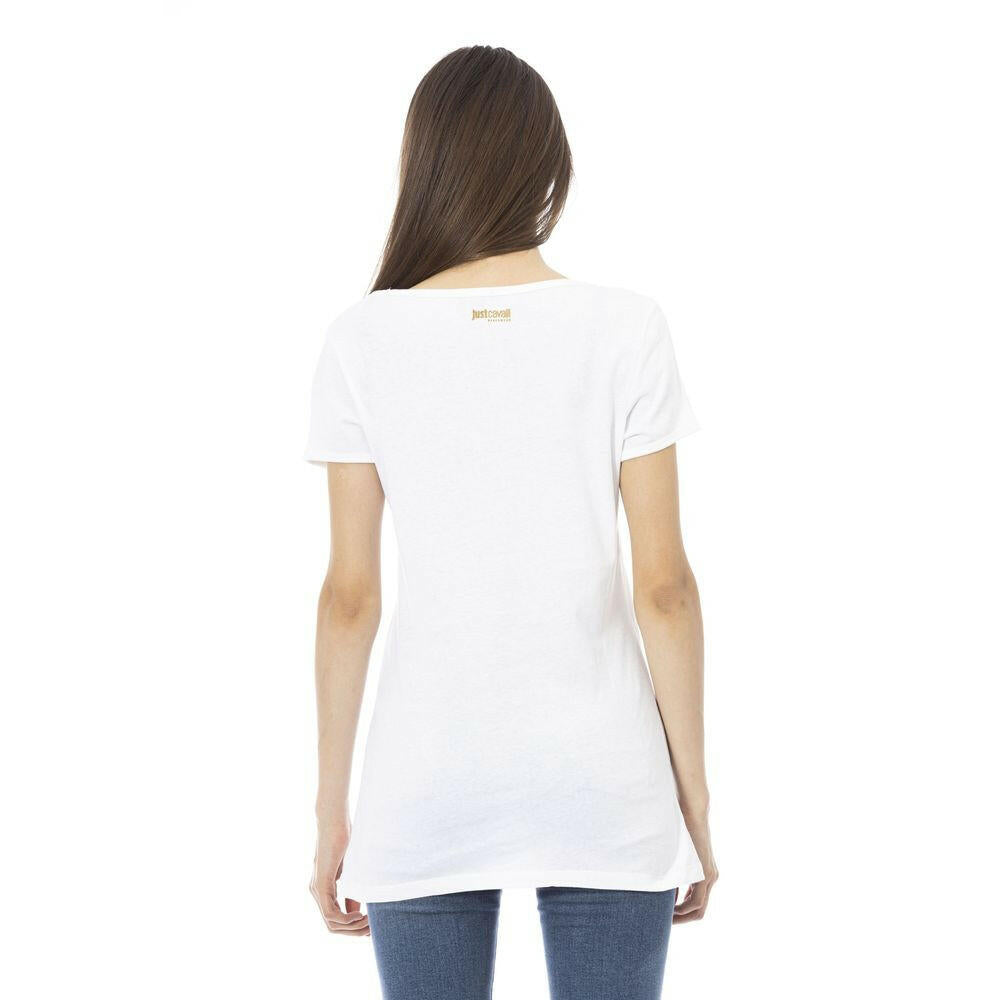 Just Cavalli White Cotton Women T-Shirt.