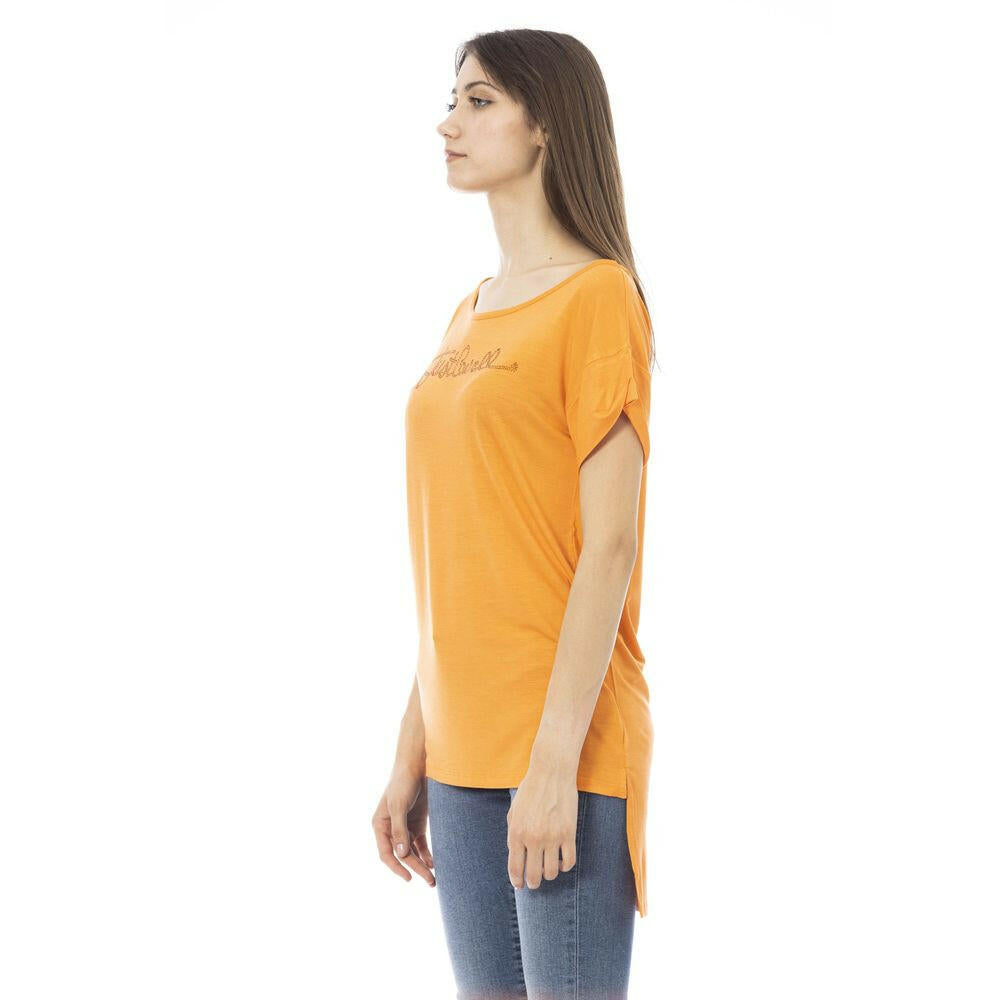 Just Cavalli Orange Cotton Women T-Shirt.