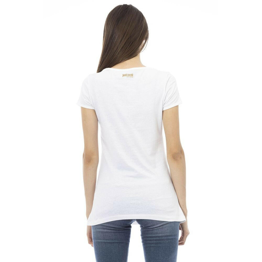 Just Cavalli White Cotton Women T-Shirt.