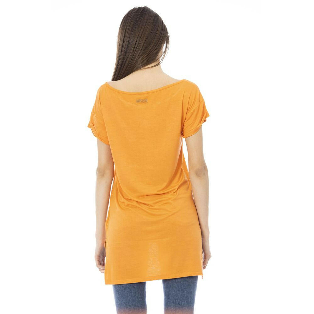 Just Cavalli Orange Cotton Women T-Shirt.