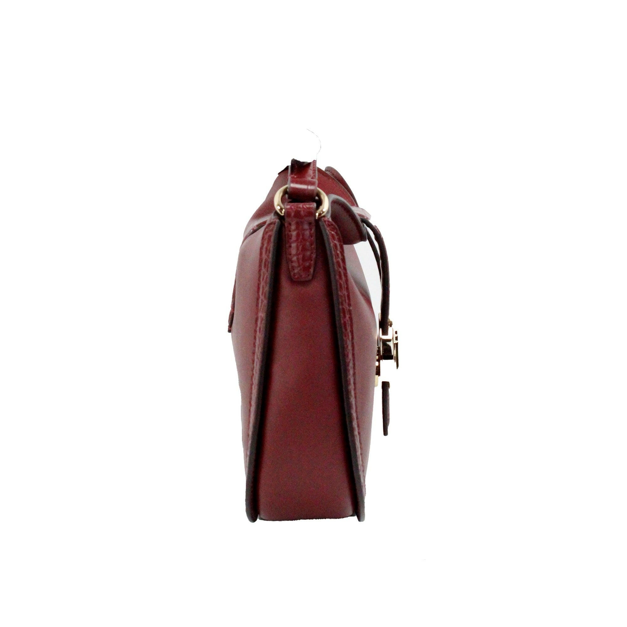 Michael Kors Gabby Small Dark Cherry Leather Foldover Hobo Crossbody Bag.