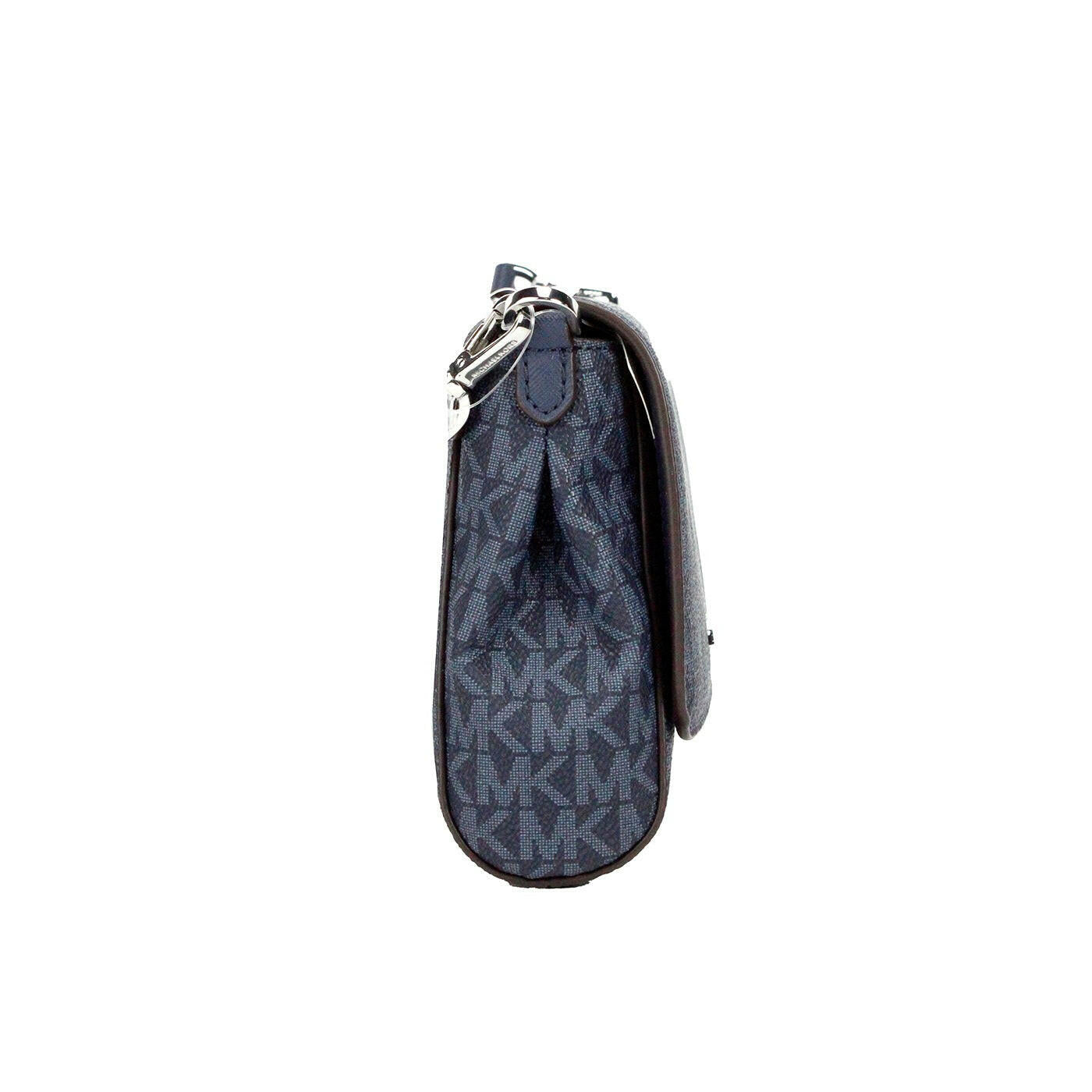 Michael Kors Jet Set Medium Navy Blue PVC Convertible Pouchette Crossbody Bag.