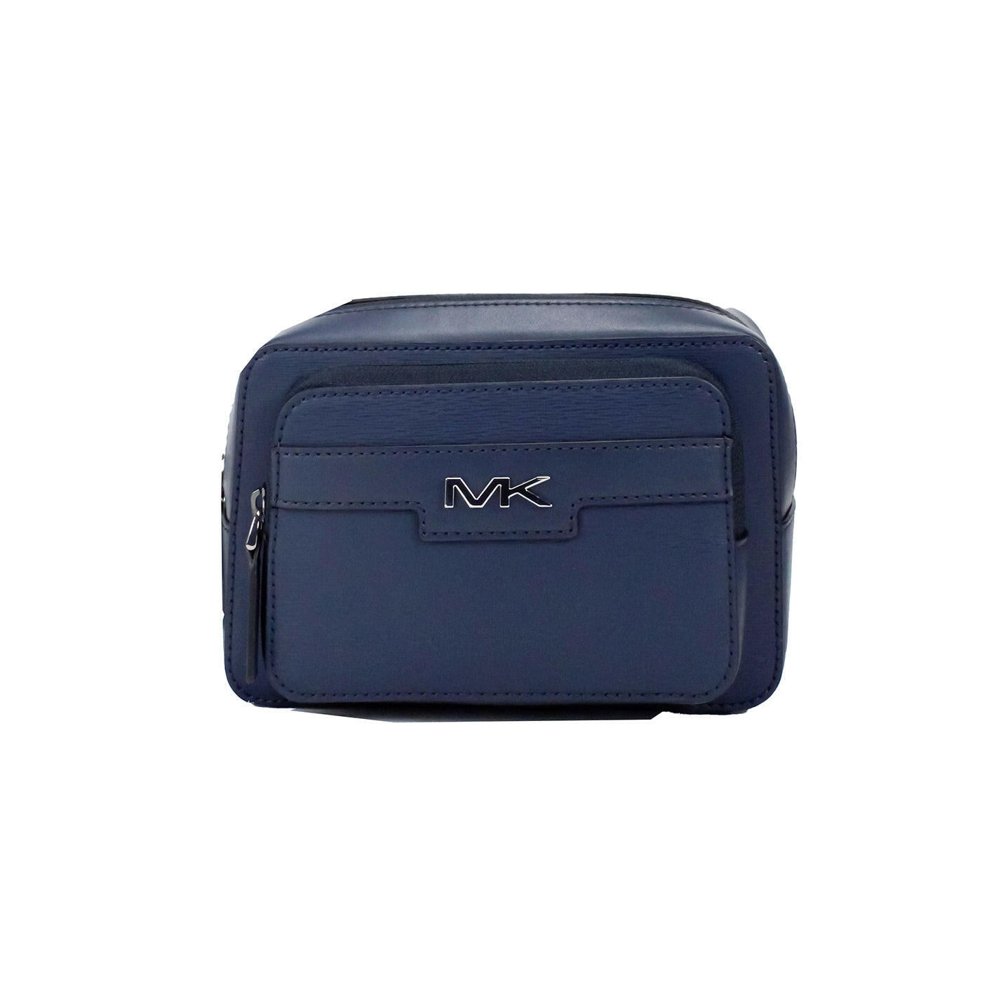 Michael Kors Cooper Small Navy Blue Smooth Leather Double Zip Belt Bag.