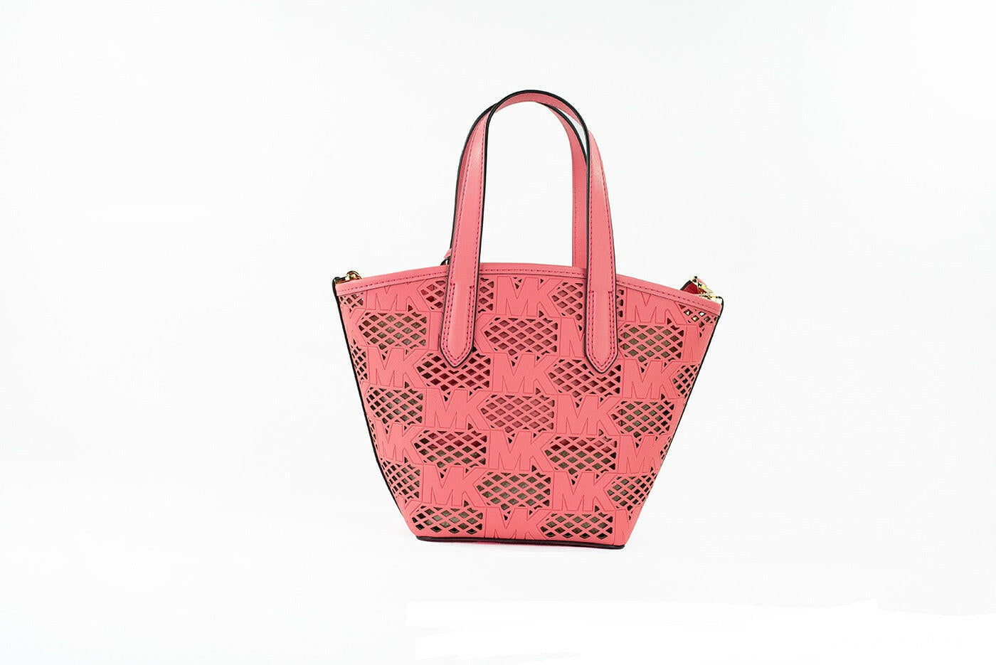 Michael Kors Kimber Small Tea Rose Leather 2-in-1 Zip Tote Messenger Bag Purse.