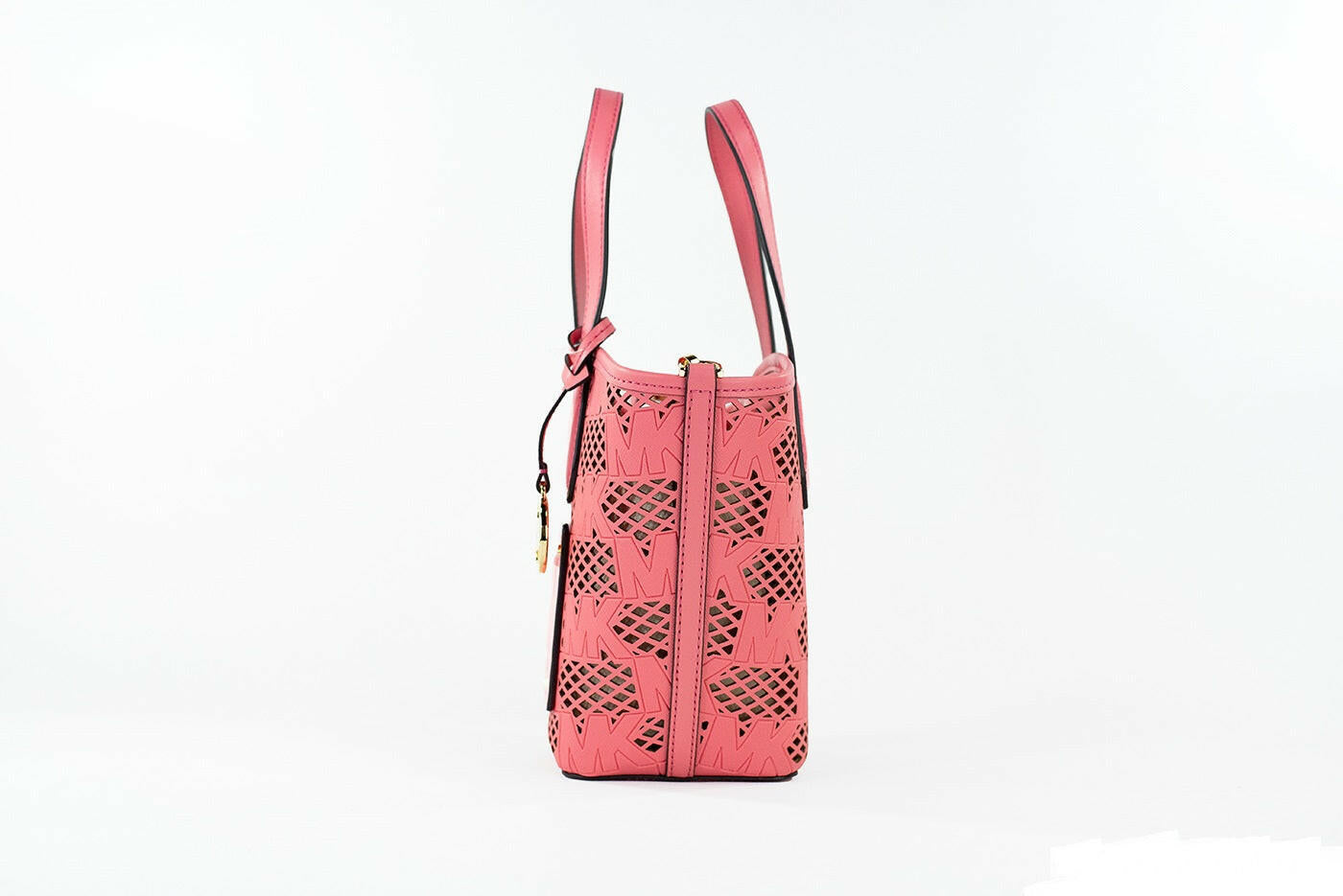 Michael Kors Kimber Small Tea Rose Leather 2-in-1 Zip Tote Messenger Bag Purse.