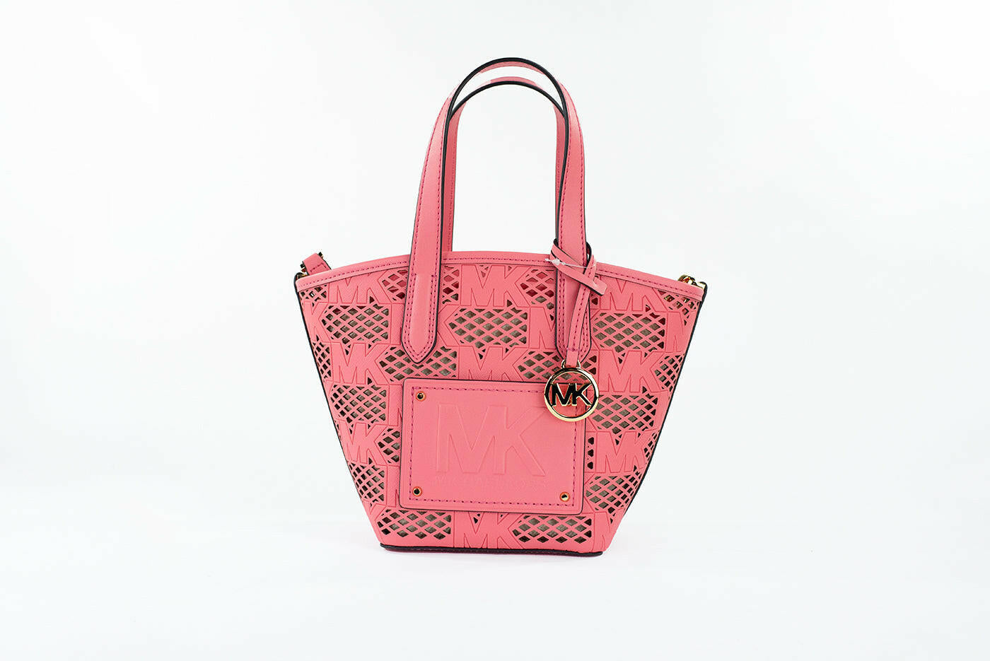 Michael Kors Kimber Small Tea Rose Leather 2-in-1 Zip Tote Messenger Bag Purse.