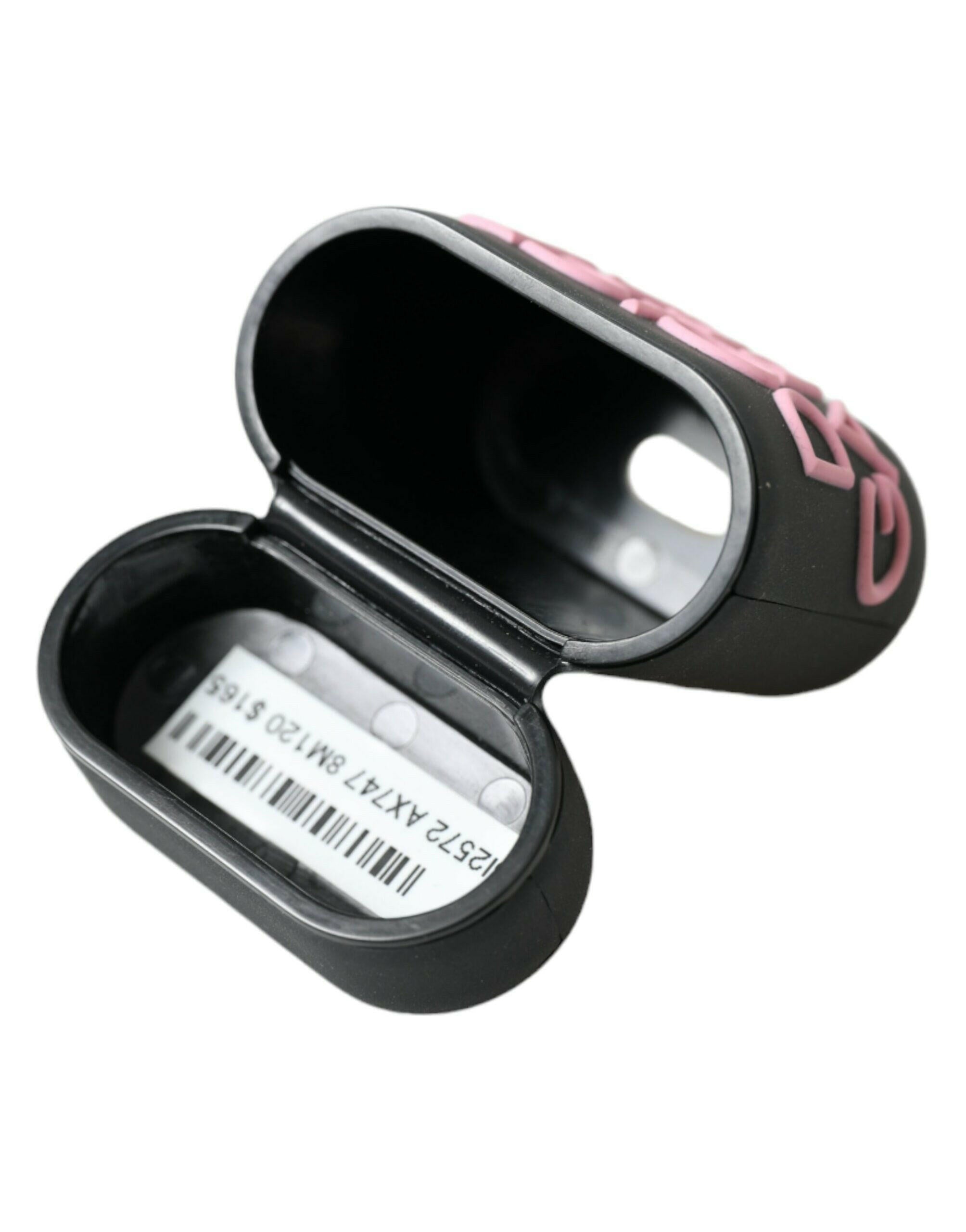Dolce & Gabbana Black Pink Silicone Embossed Logo Airpods Case.