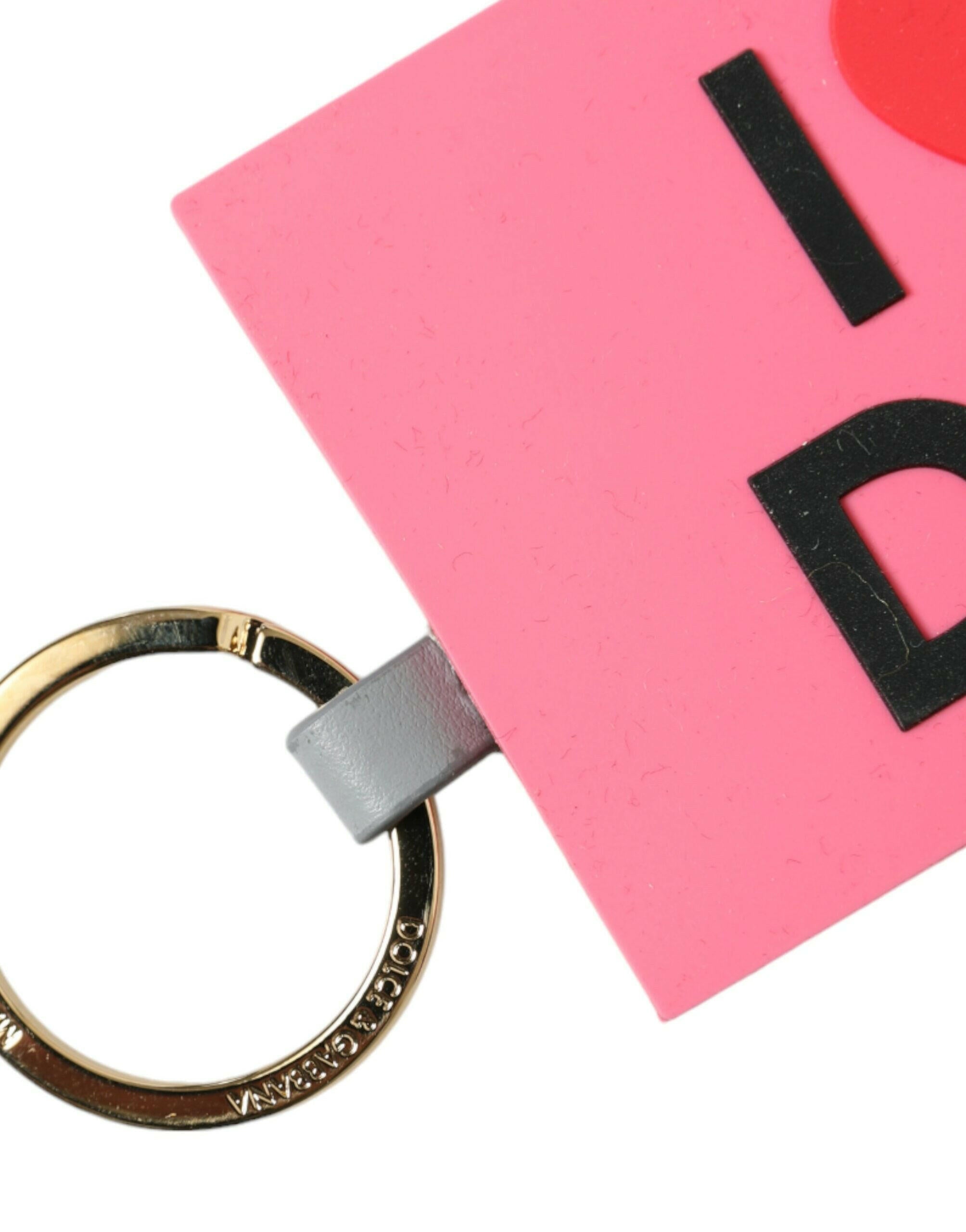 Dolce & Gabbana Pink Silicone DG Logo Gold Brass Keychain.