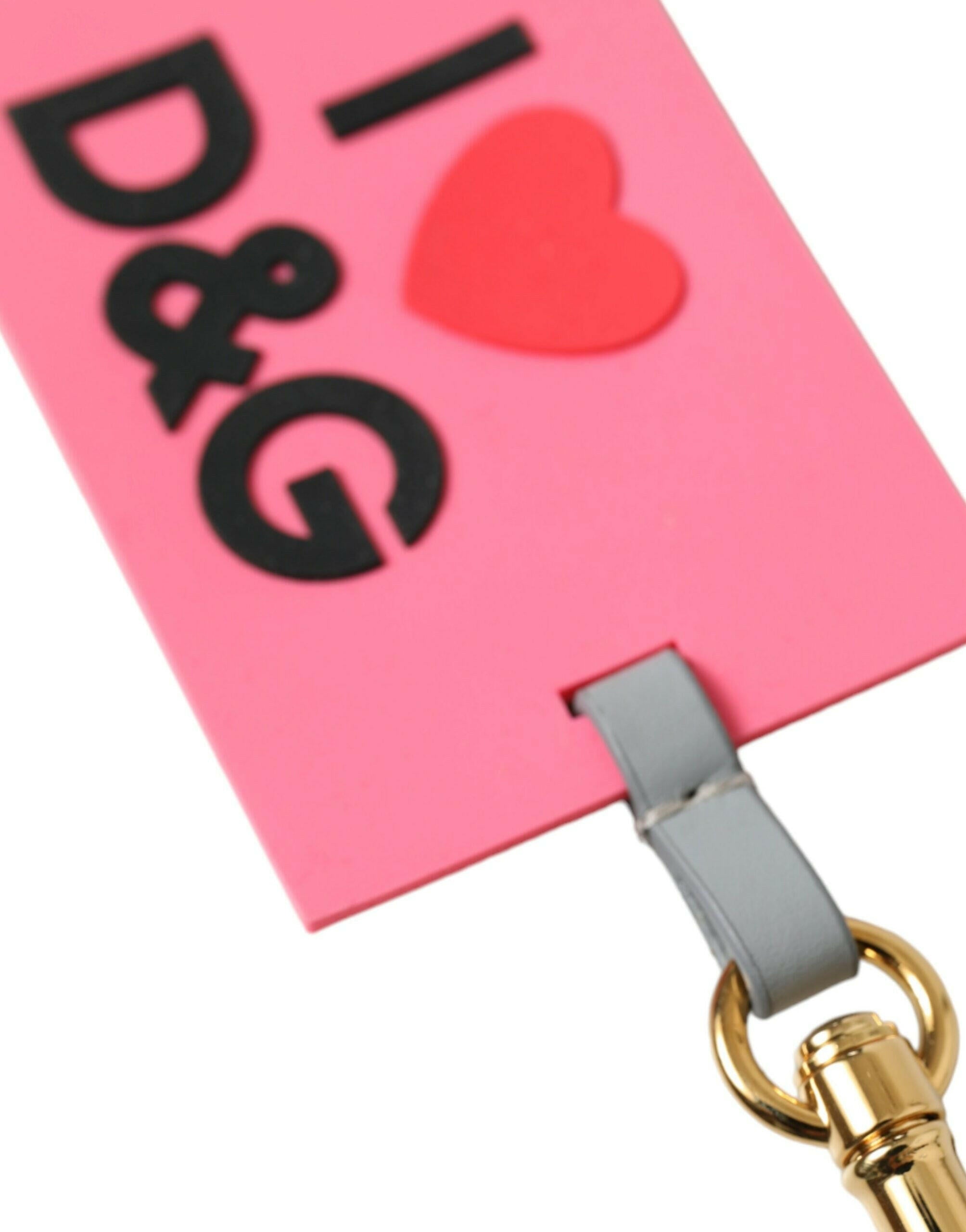 Dolce & Gabbana Pink Silicone DG Logo Gold Brass Keychain.
