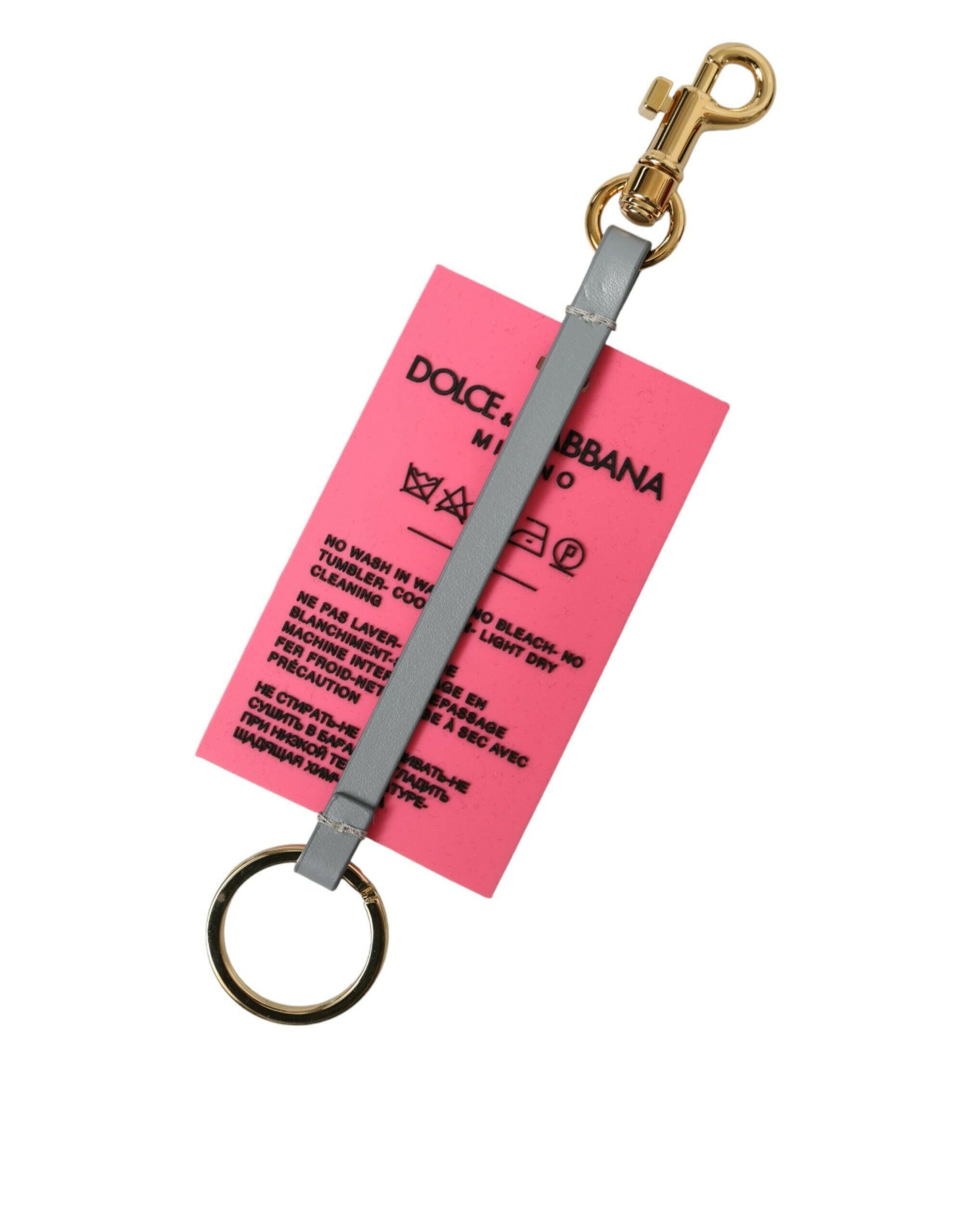 Dolce & Gabbana Pink Silicone DG Logo Gold Brass Keychain.