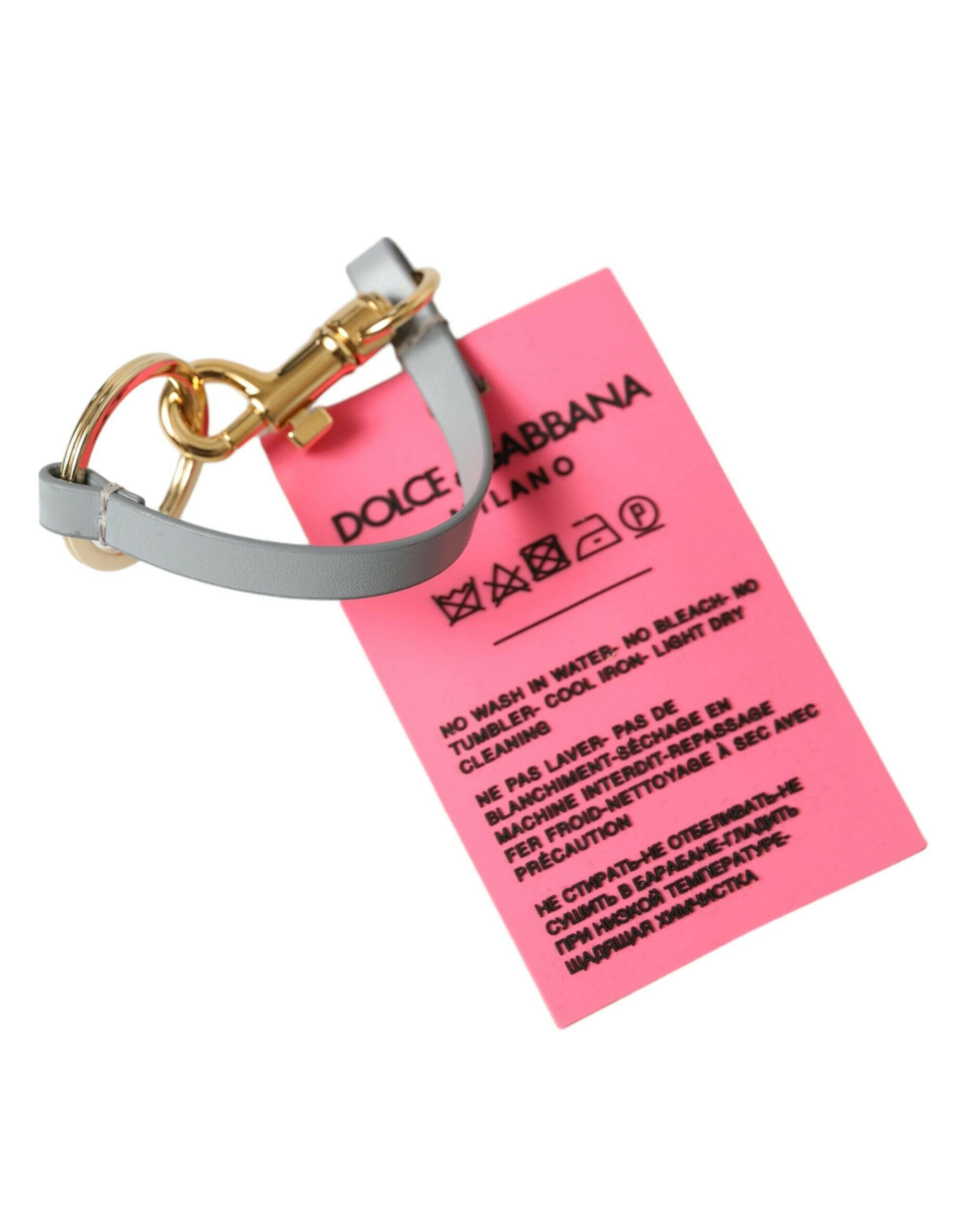 Dolce & Gabbana Pink Silicone DG Logo Gold Brass Keychain.