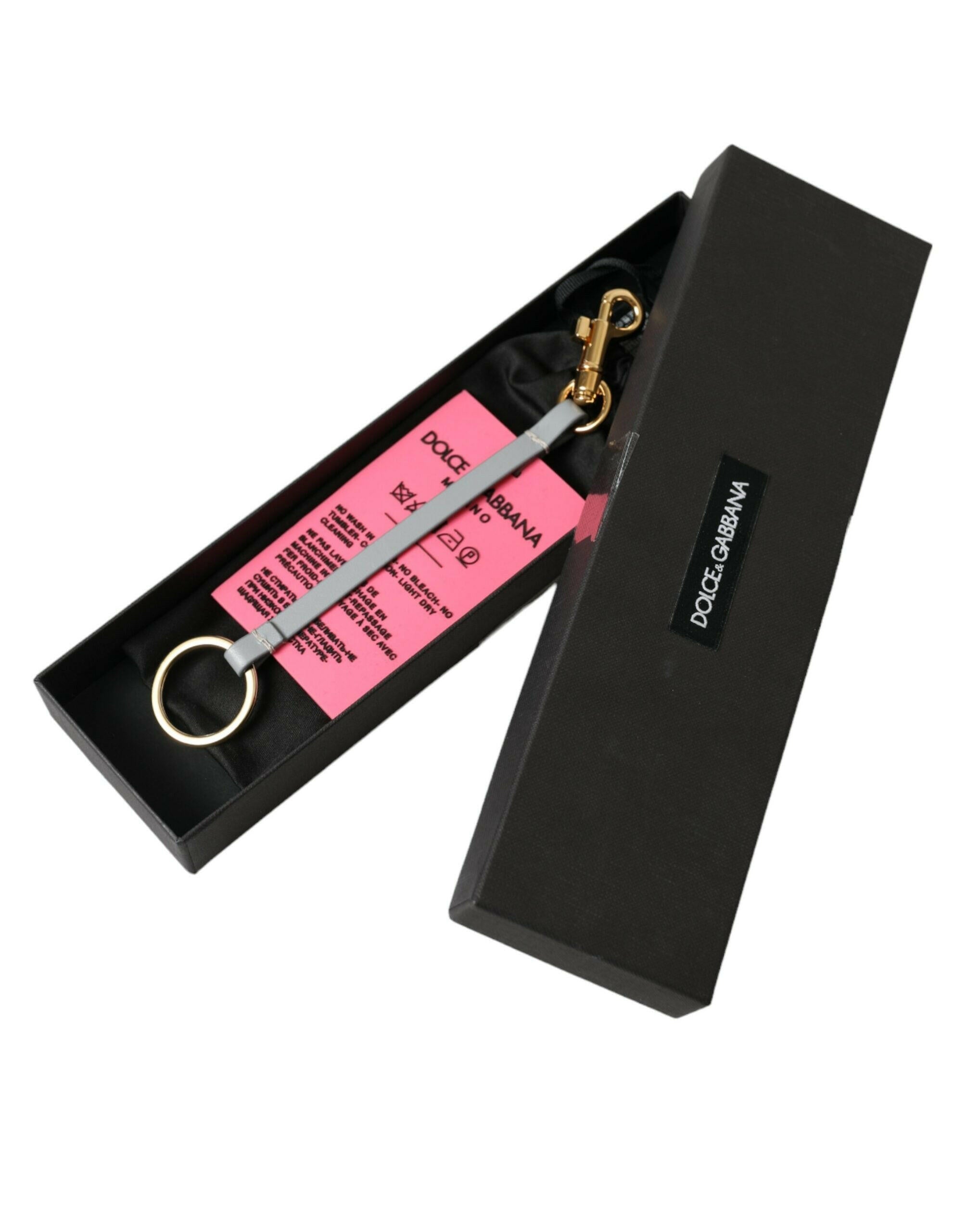 Dolce & Gabbana Pink Silicone DG Logo Gold Brass Keychain.