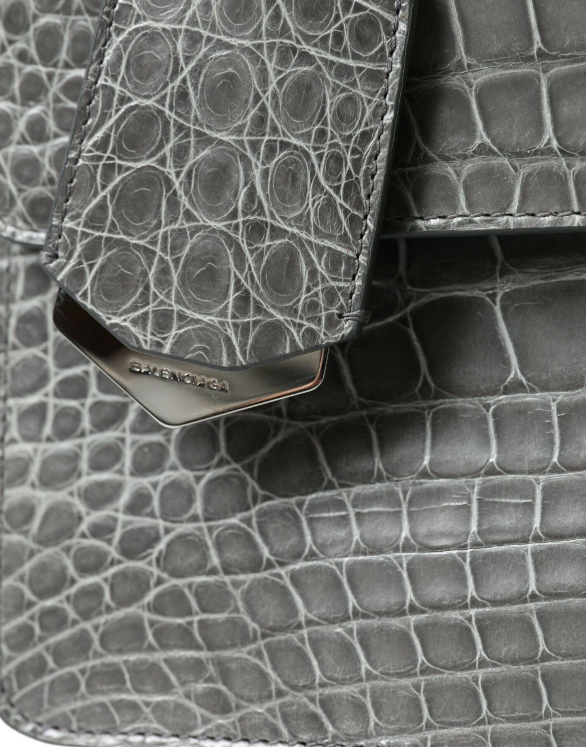 Balenciaga Gray Exotic Leather Medium Shoulder Hand Purse Bag.