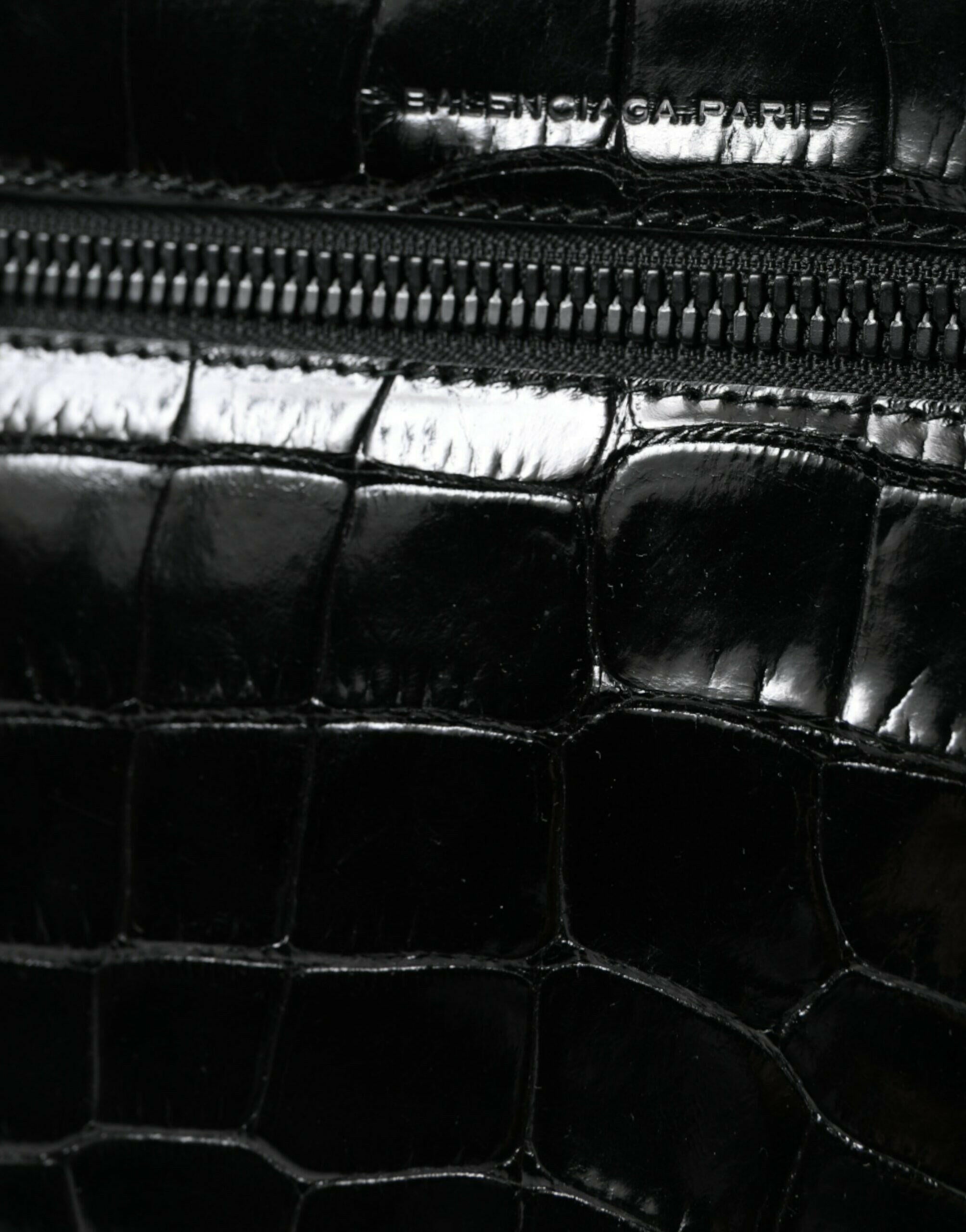 Balenciaga Black Exotic Leather Shoulder Crossbody Camera Bag.