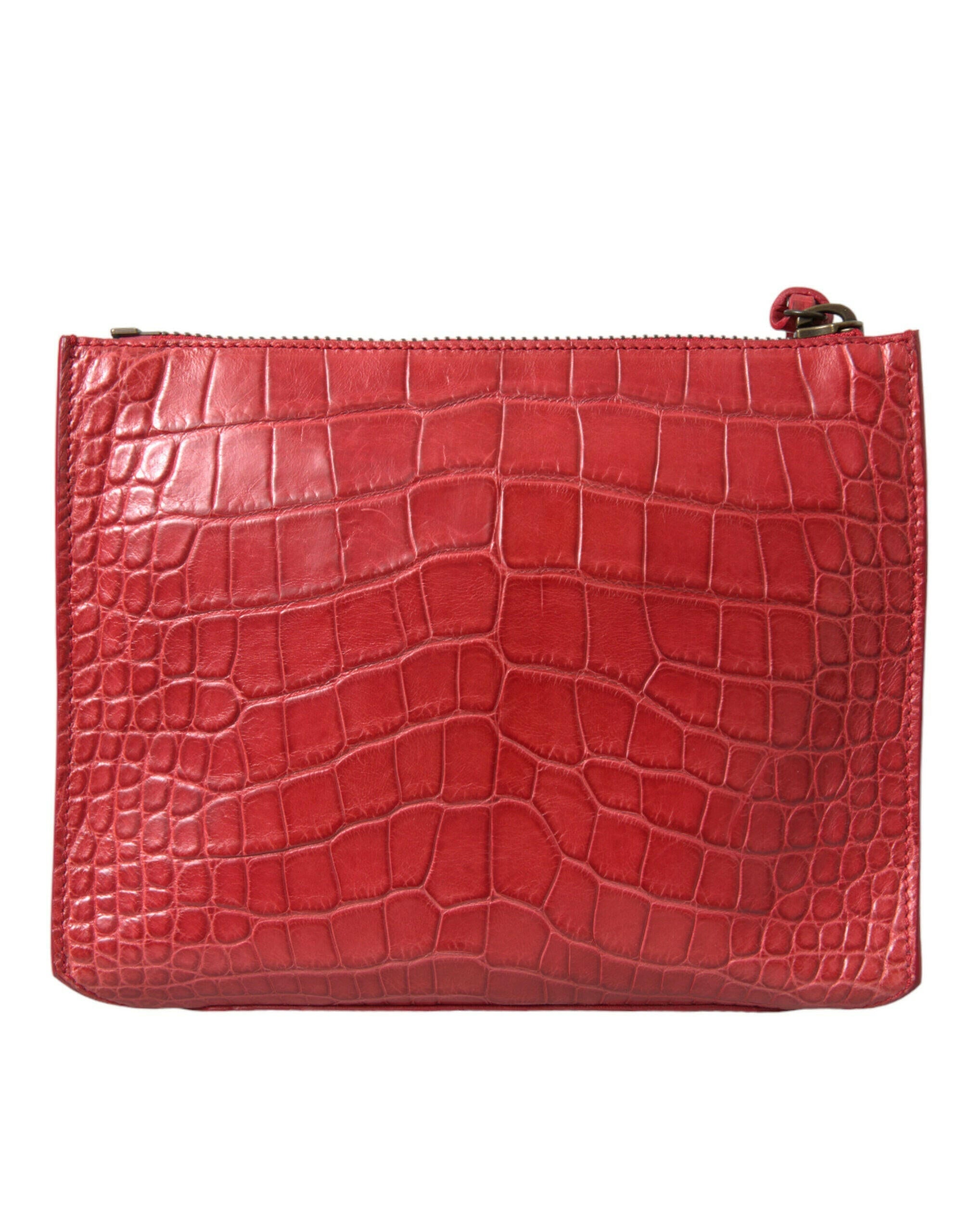 Balenciaga Red Exotic Skin Leather Classic Pouch Purse Wristlet Bag.