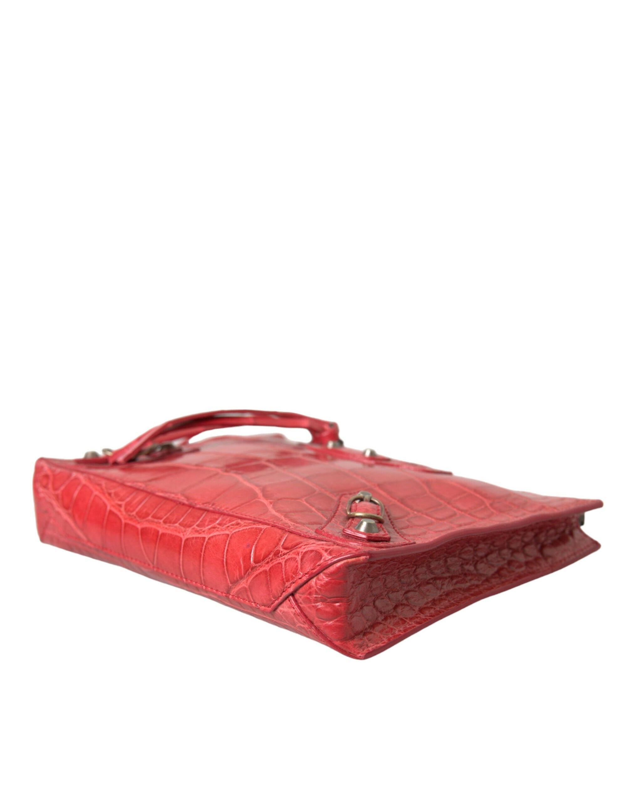 Balenciaga Red Exotic Skin Leather Classic Pouch Purse Wristlet Bag.