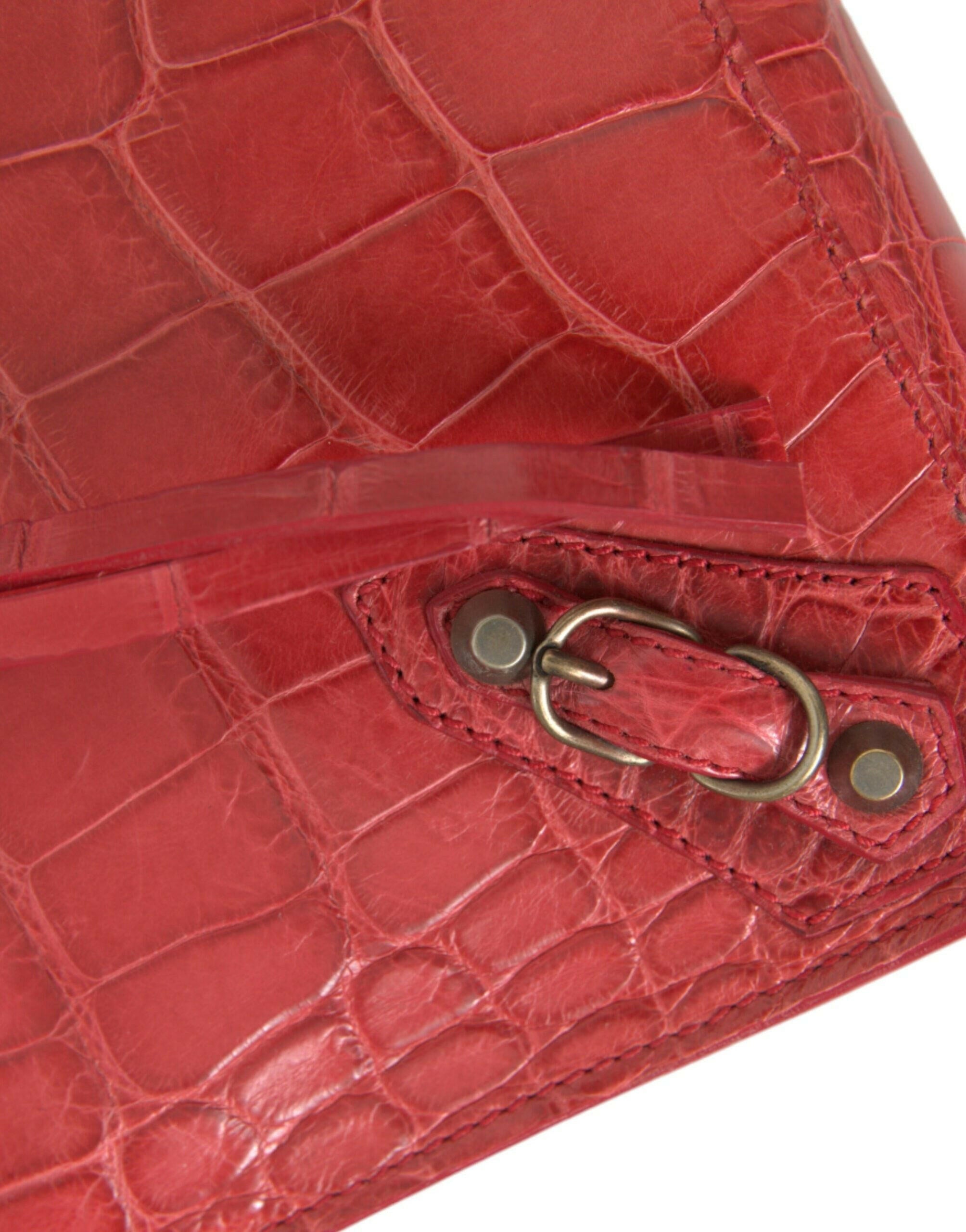 Balenciaga Red Exotic Skin Leather Classic Pouch Purse Wristlet Bag.