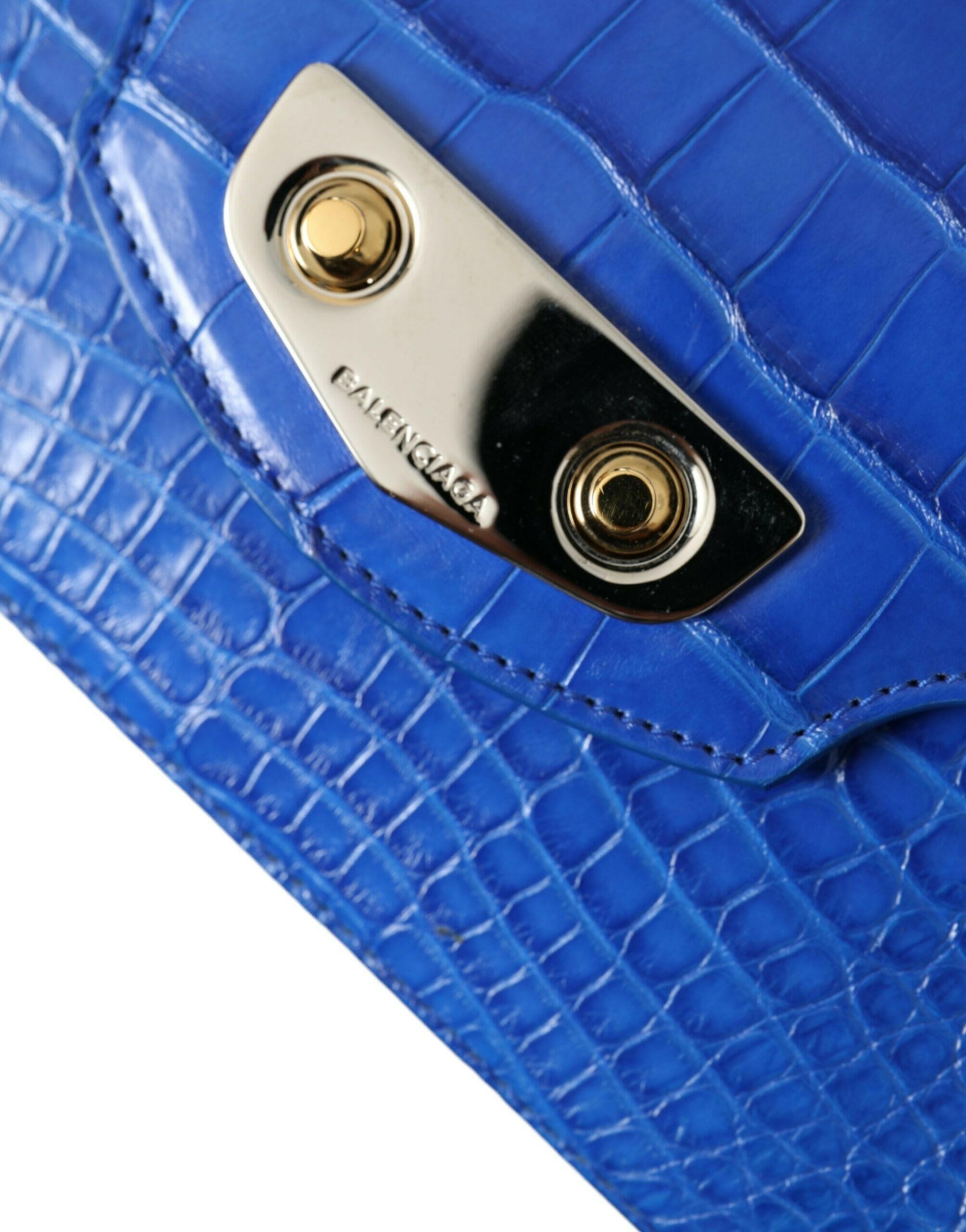 Balenciaga Blue Exotic Leather Neo Classic Purse Shoulder Handbag Bag.