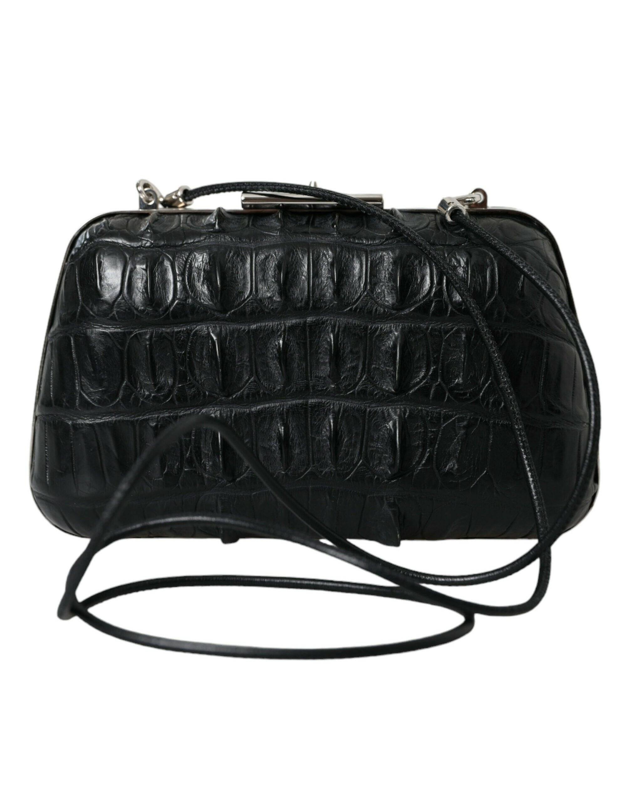 Balenciaga Black Exotic Skin Leather Shoulder Crossbody Box Clutch Bag.